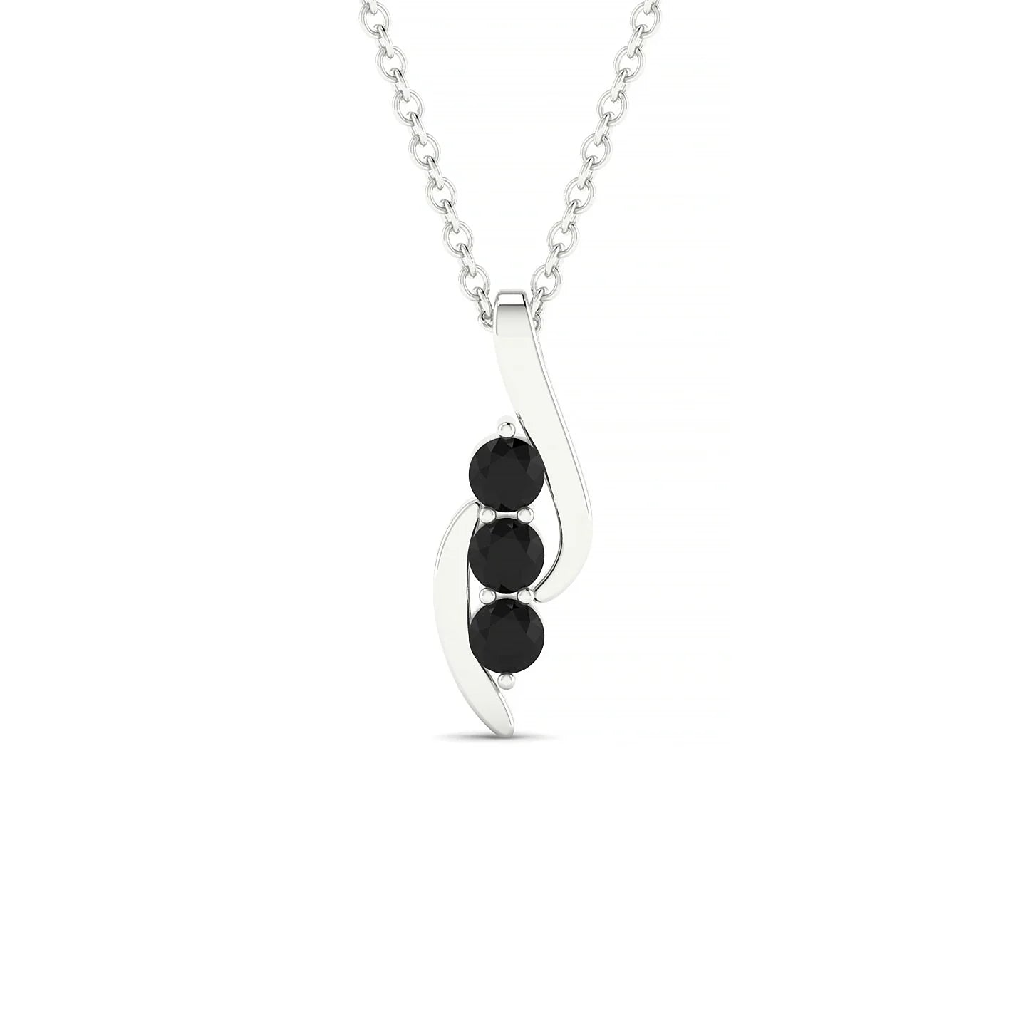 Flow | 18k White Gold 2.5 mm Round Black Diamond Pendant