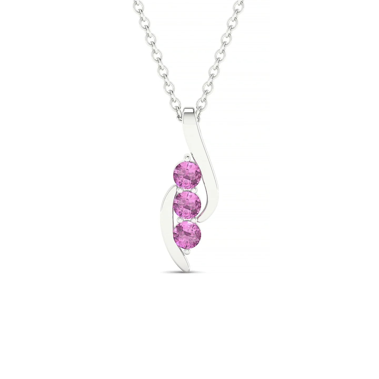 Flow | 18k White Gold 2.5 mm Round Pink Sapphire Pendant