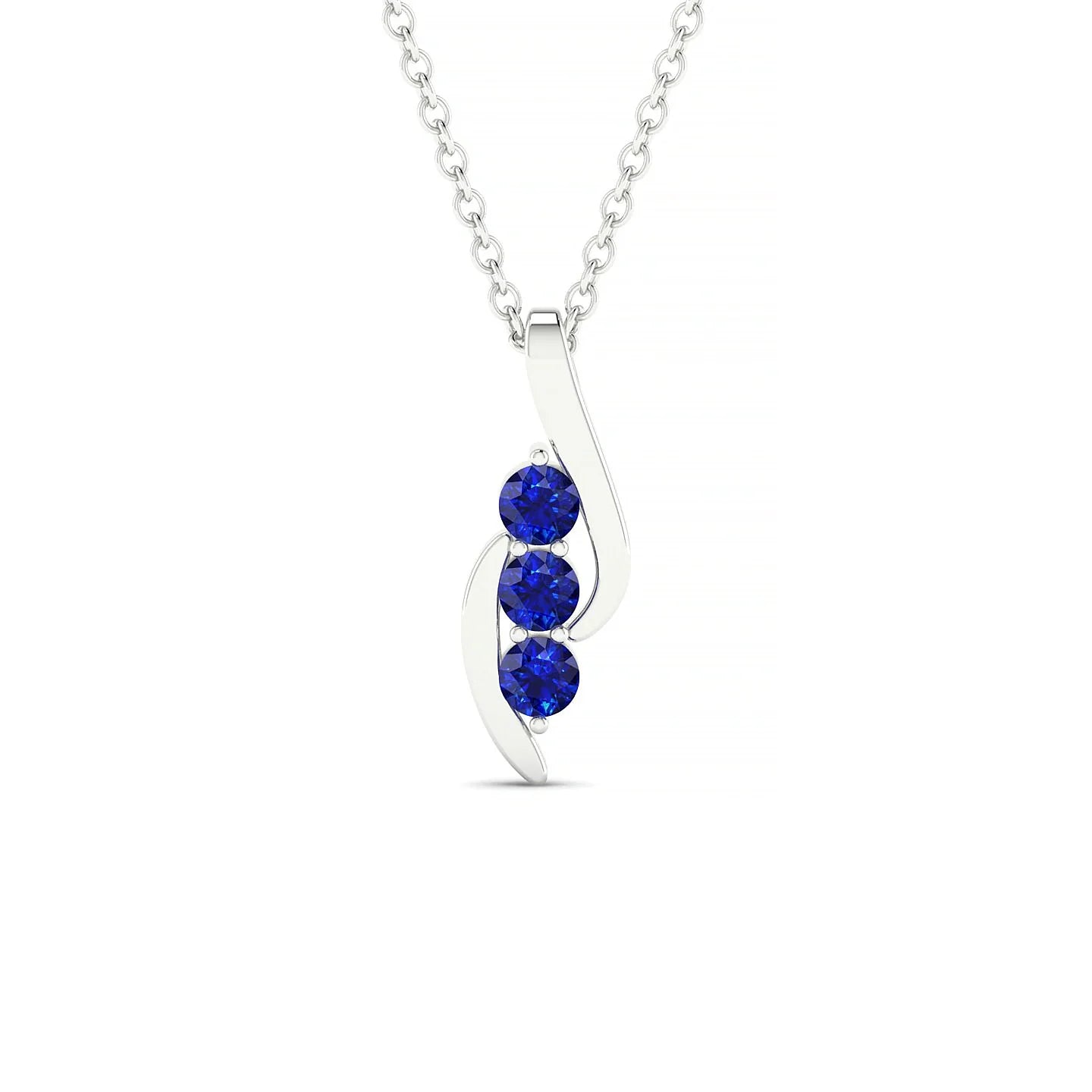 Flow | 18k White Gold 2.5 mm Round Sapphire Pendant