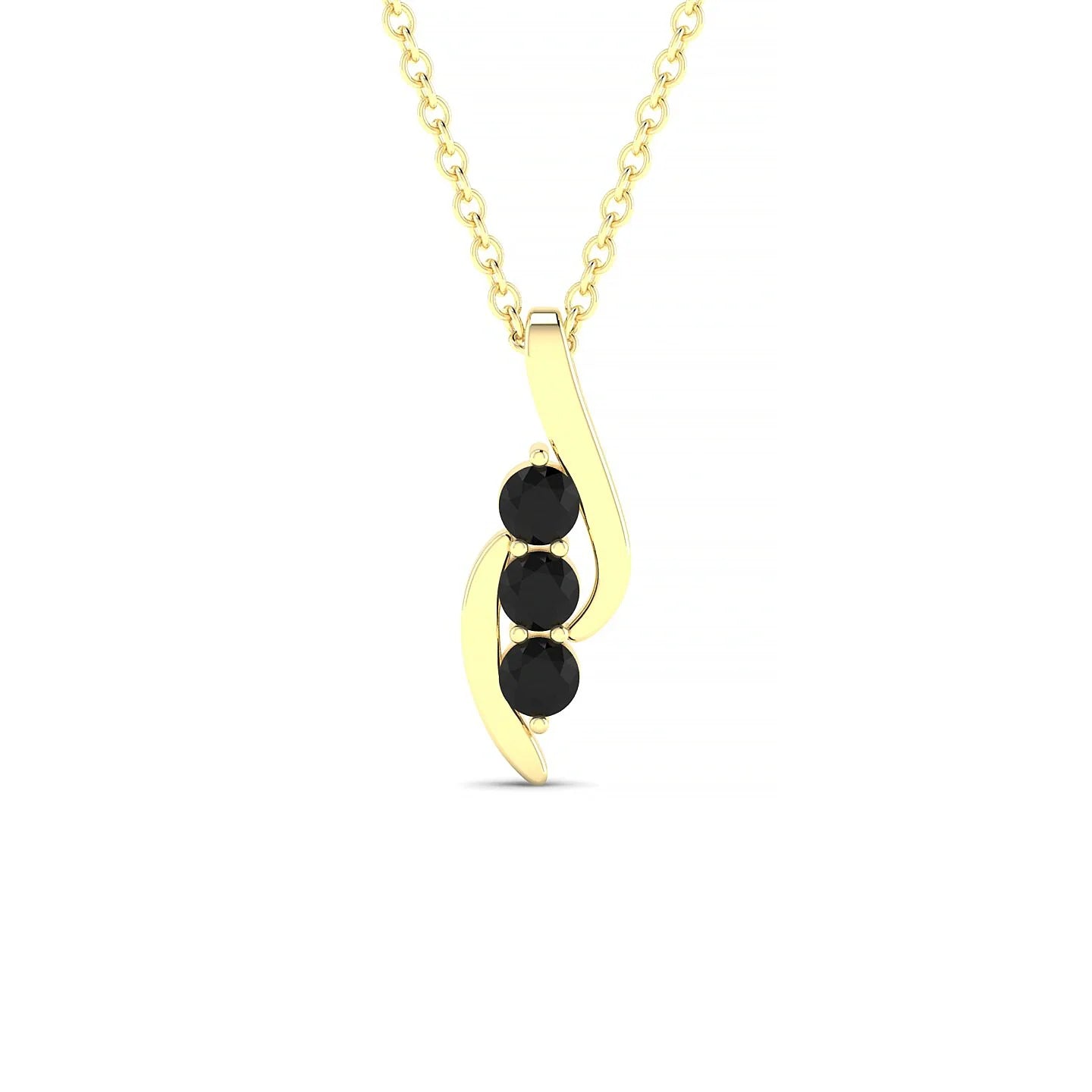 Flow | 18k Yellow Gold 2.5 mm Round Black Diamond Pendant
