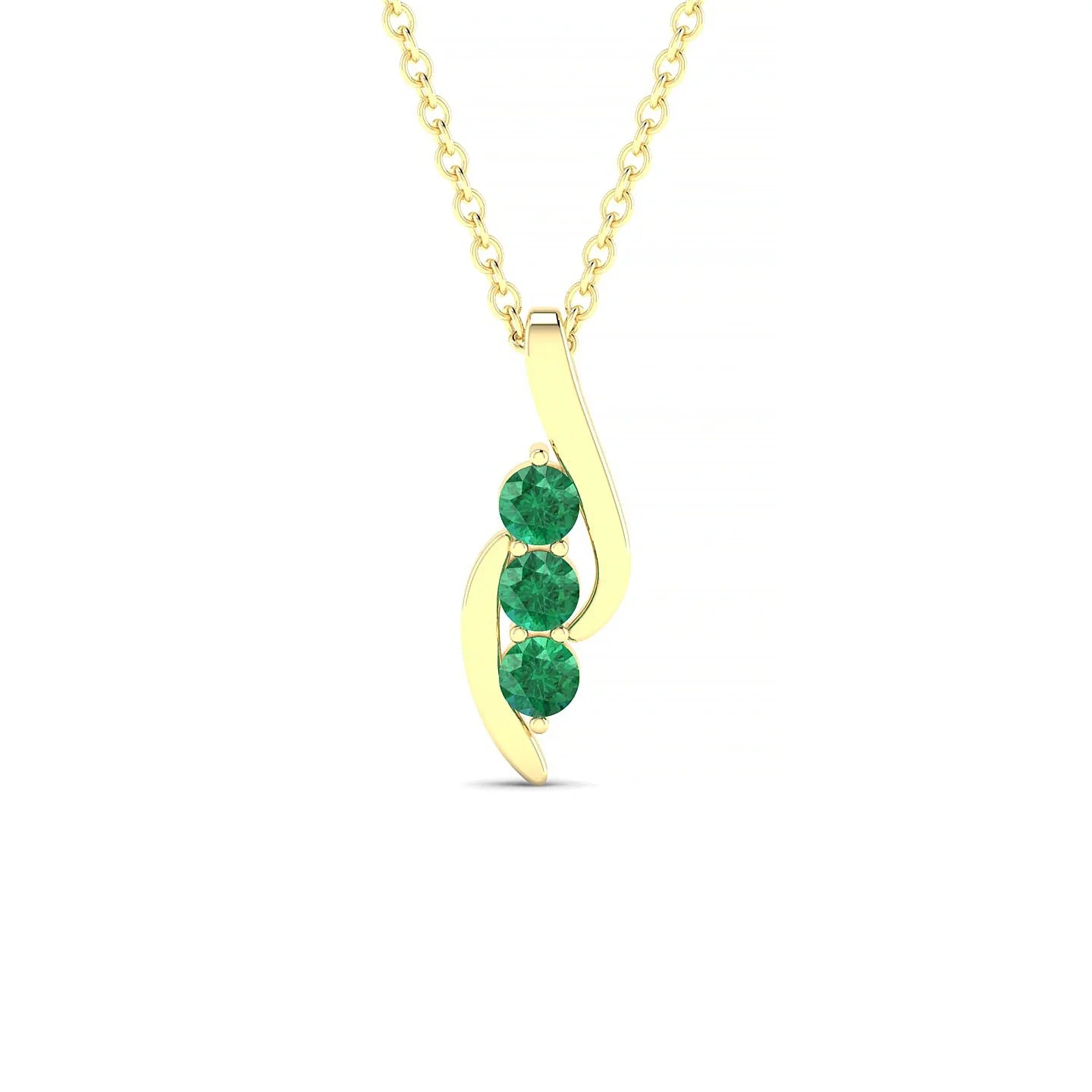 Flow | 18k Yellow Gold 2.5 mm Round Emerald Pendant
