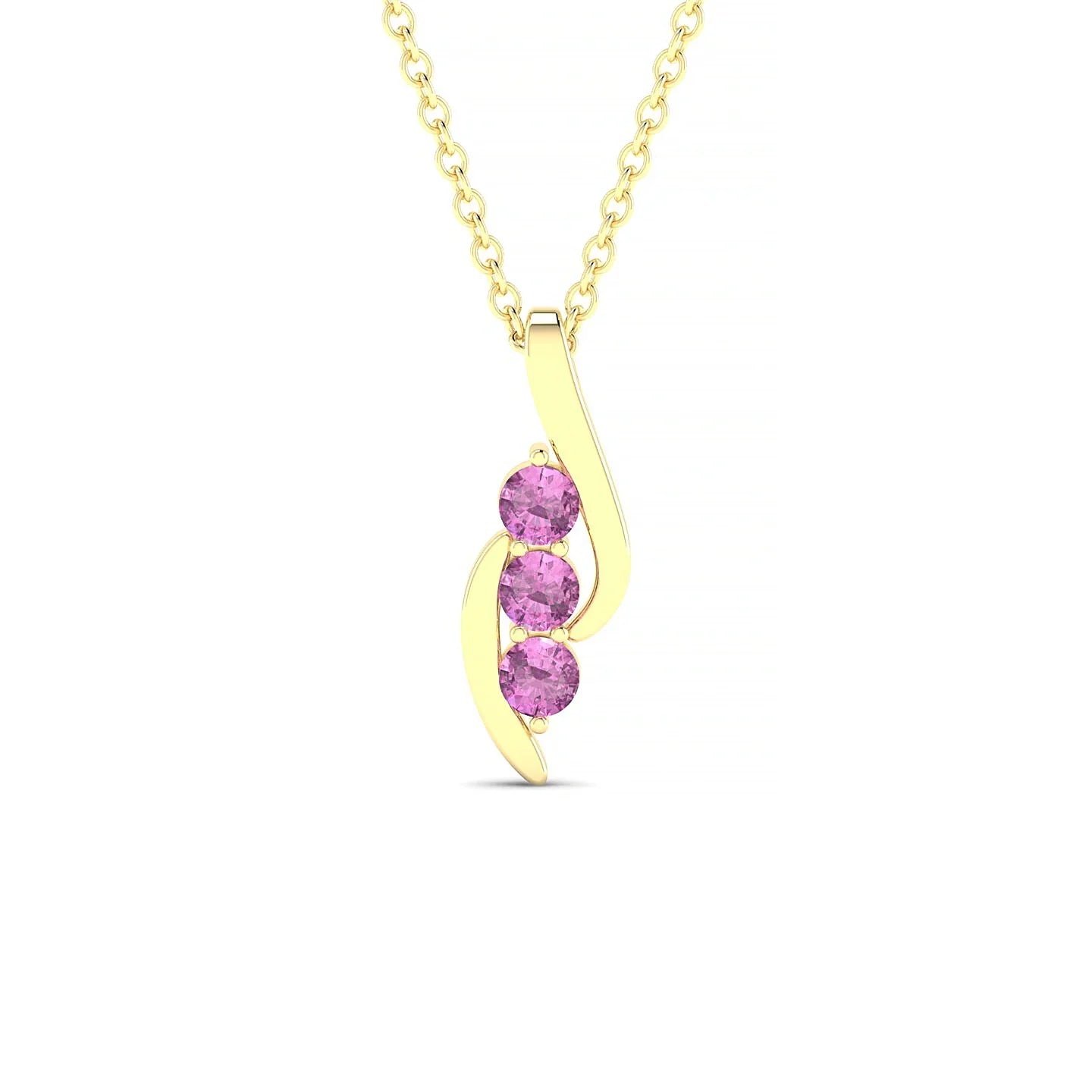 Flow | 18k Yellow Gold 2.5 mm Round Pink Sapphire Pendant