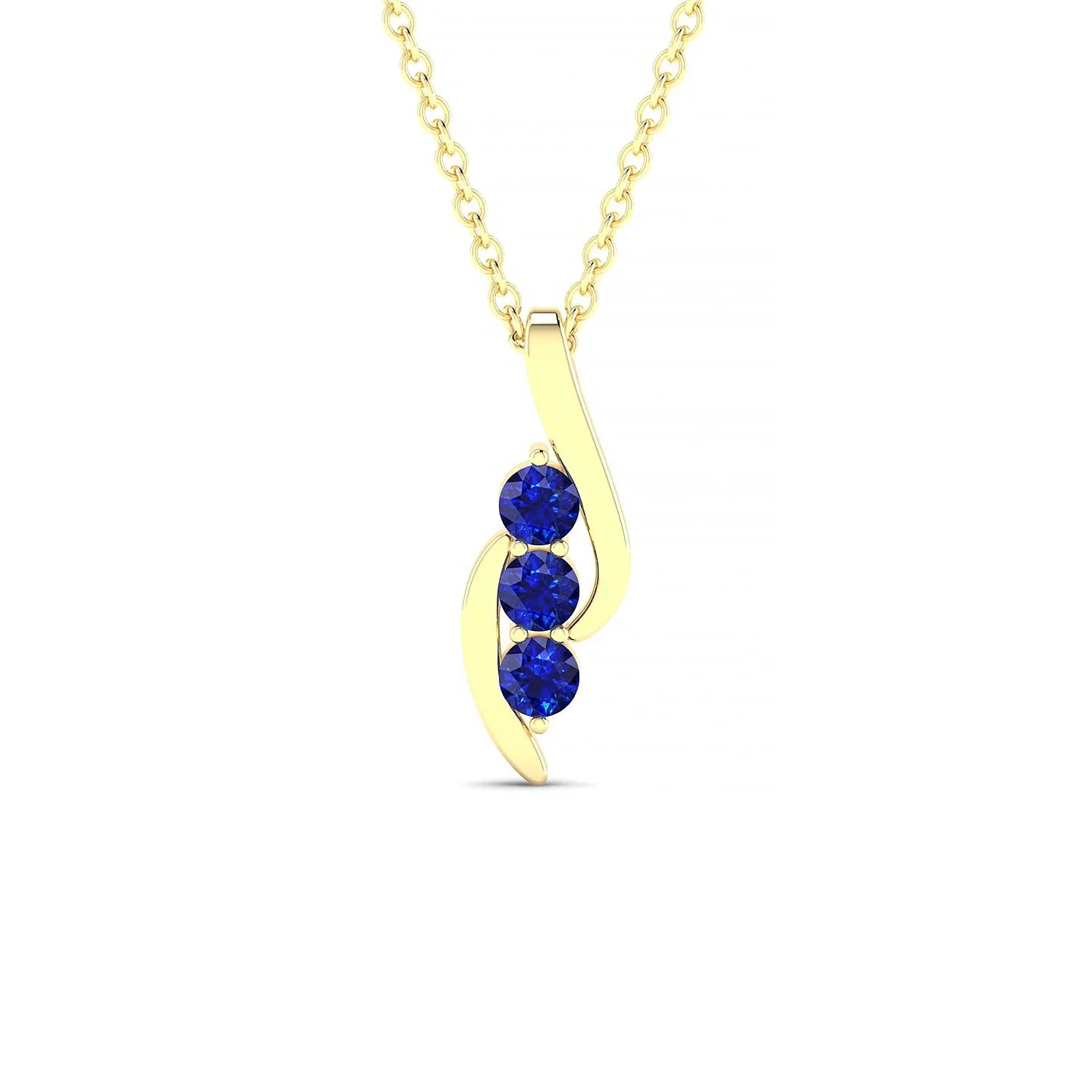 Flow | 18k Yellow Gold 2.5 mm Round Sapphire Pendant