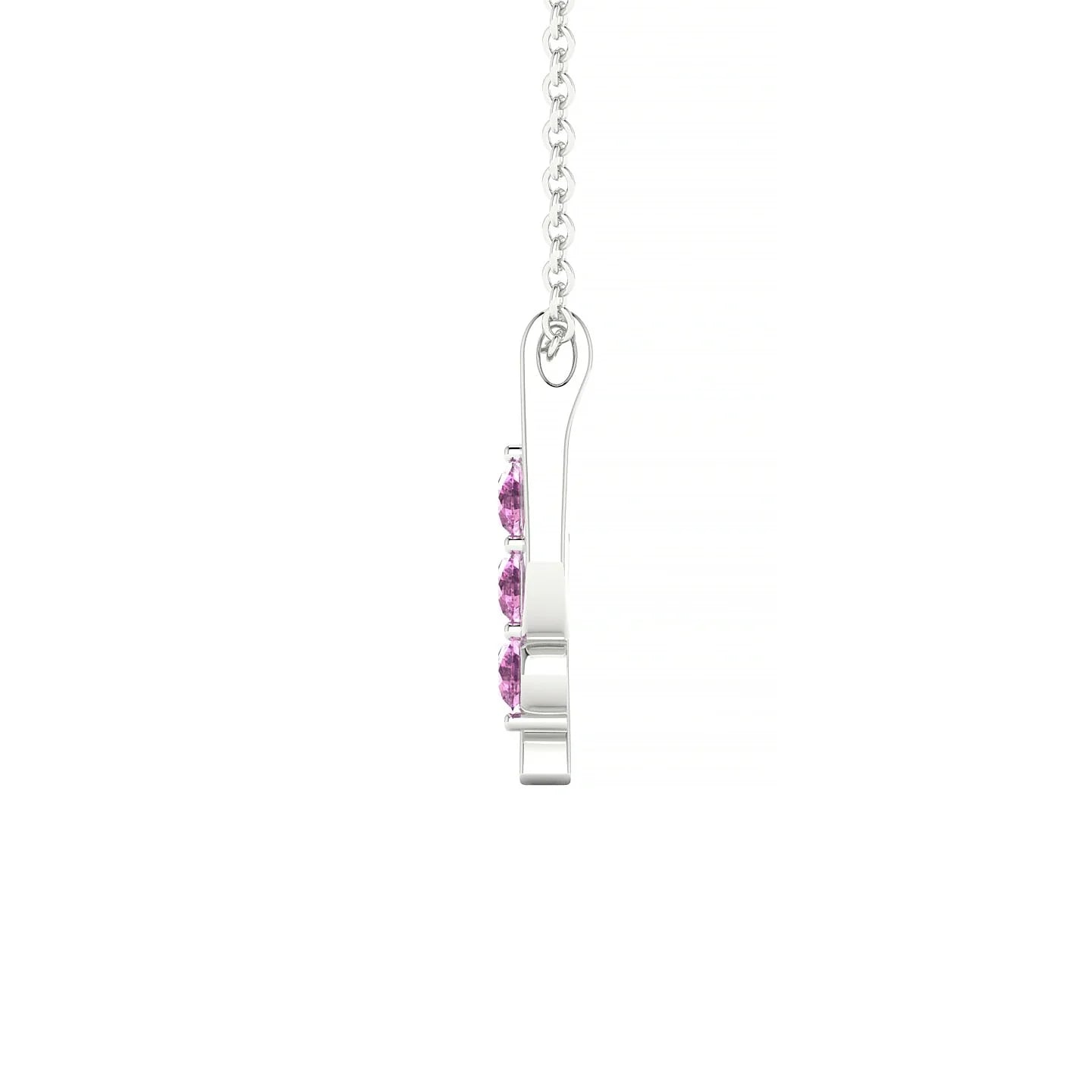 Flow | 18k White Gold 2.5 mm Round Pink Sapphire Pendant