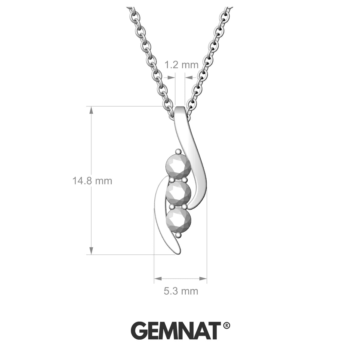 Flow | 18k White Gold 2.5 mm Round Pink Sapphire Pendant