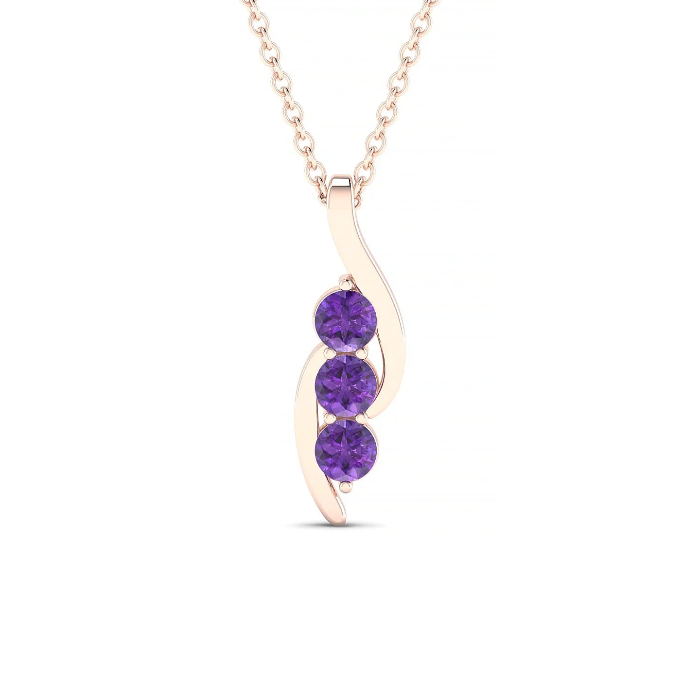 Flow | 18k Rose Gold 3 mm Round Amethyst Pendant