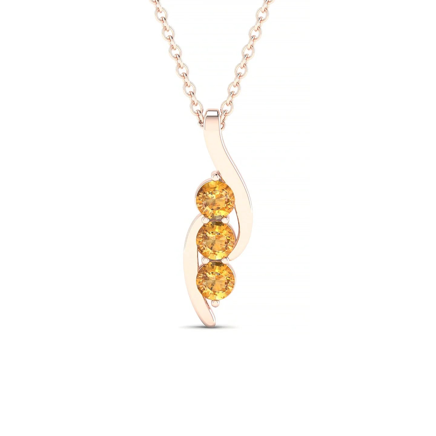 Flow | 18k Rose Gold 3 mm Round Citrine Pendant