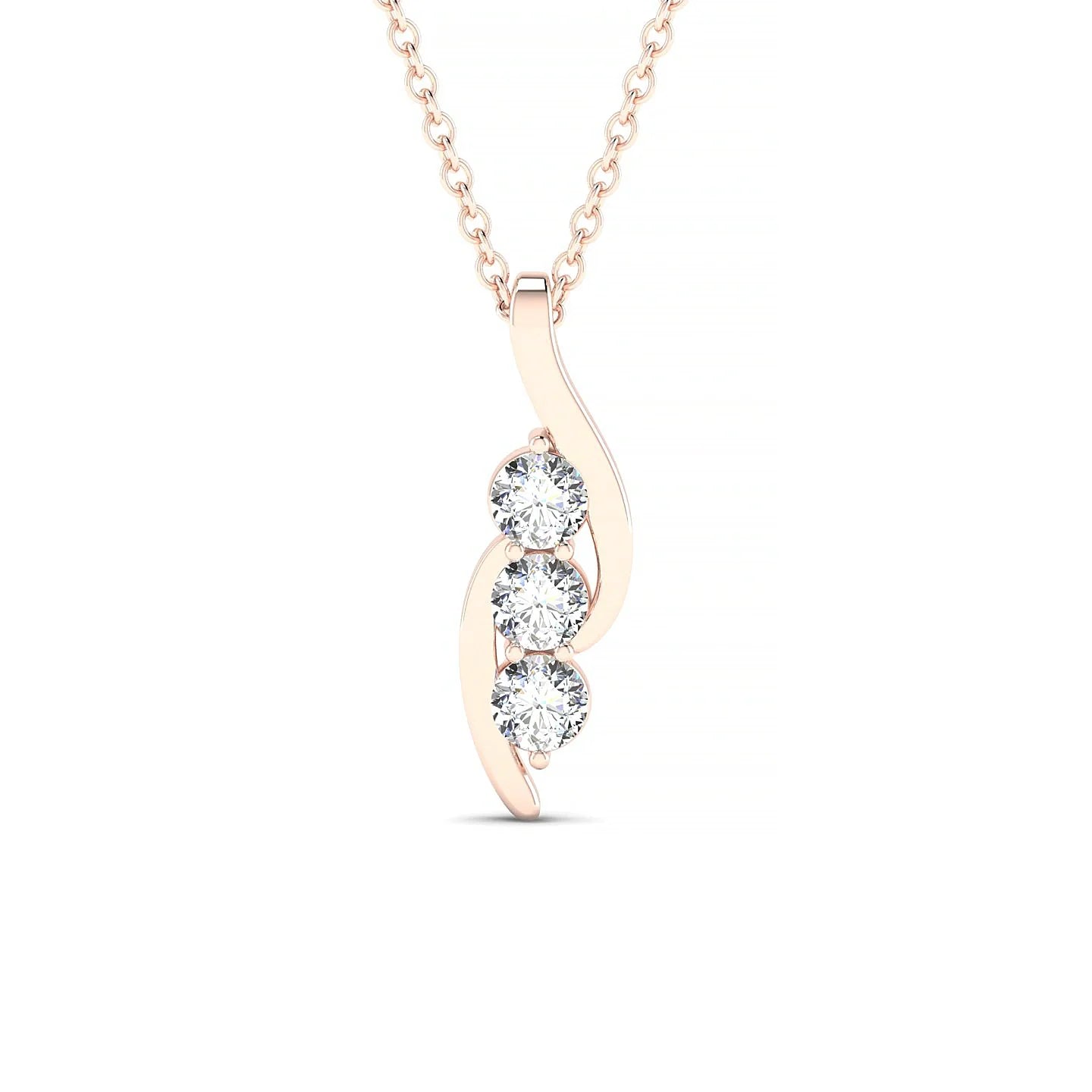 Flow | 18k Rose Gold 3 mm Round Diamond Pendant
