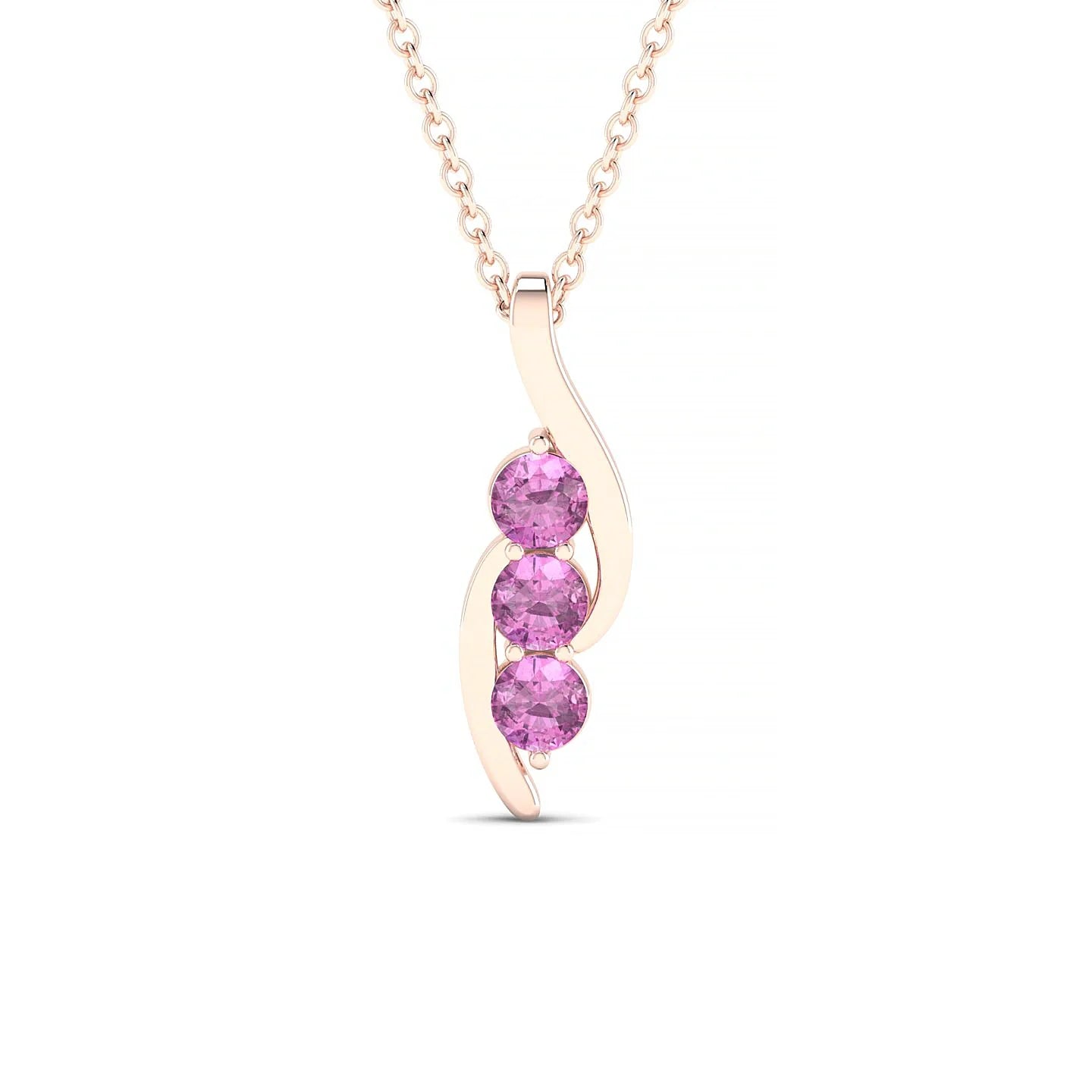 Flow | 18k Rose Gold 3 mm Round Pink Sapphire Pendant