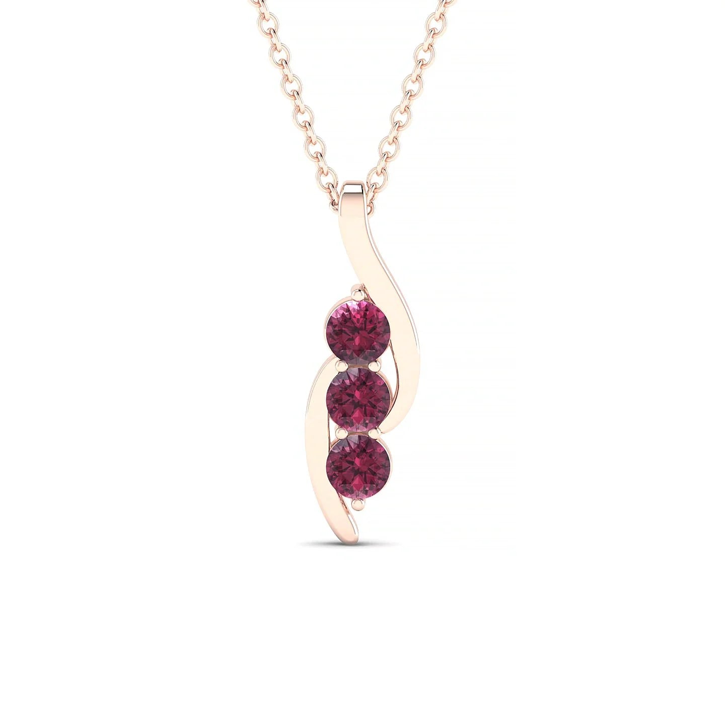 Flow | 18k Rose Gold 3 mm Round Rhodolite Pendant