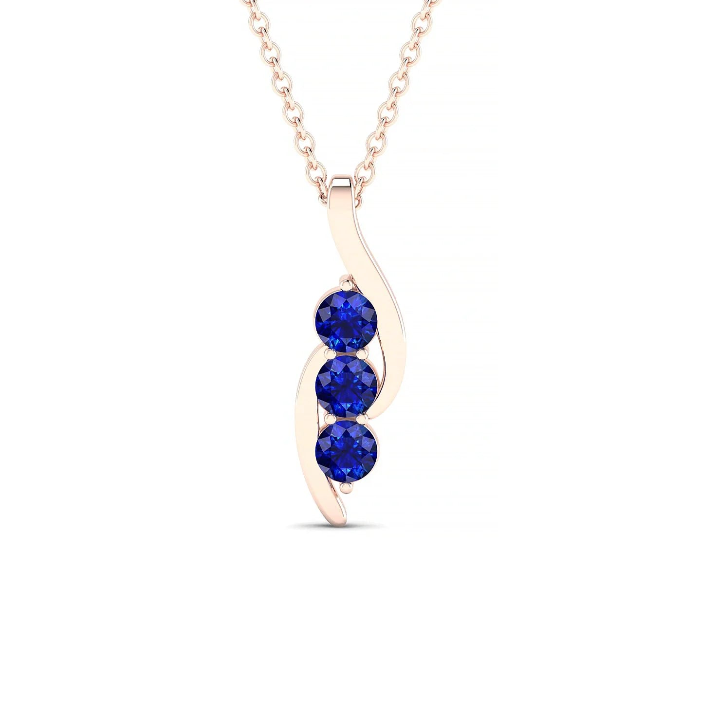 Flow | 18k Rose Gold 3 mm Round Sapphire Pendant