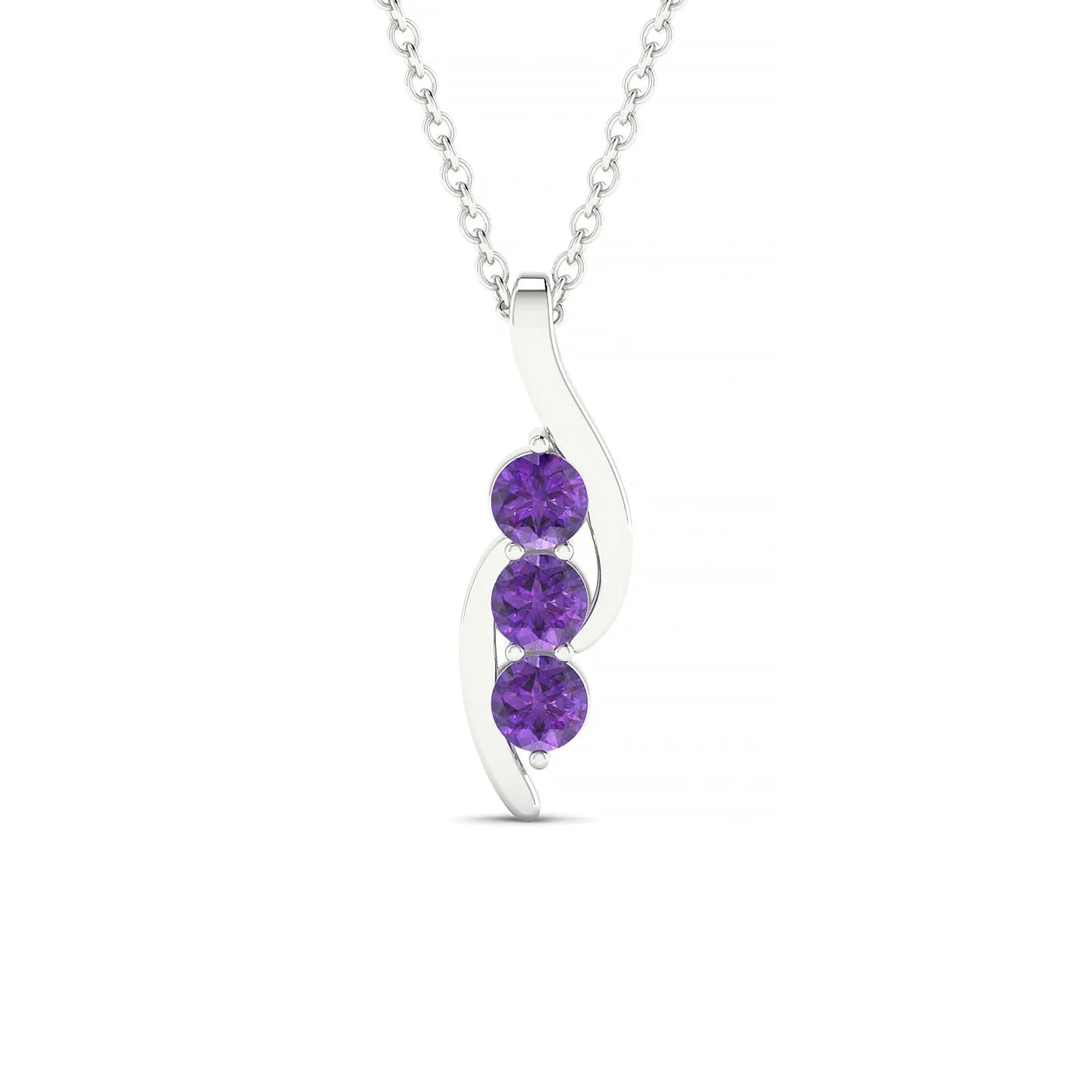 Flow | 18k White Gold 3 mm Round Amethyst Pendant