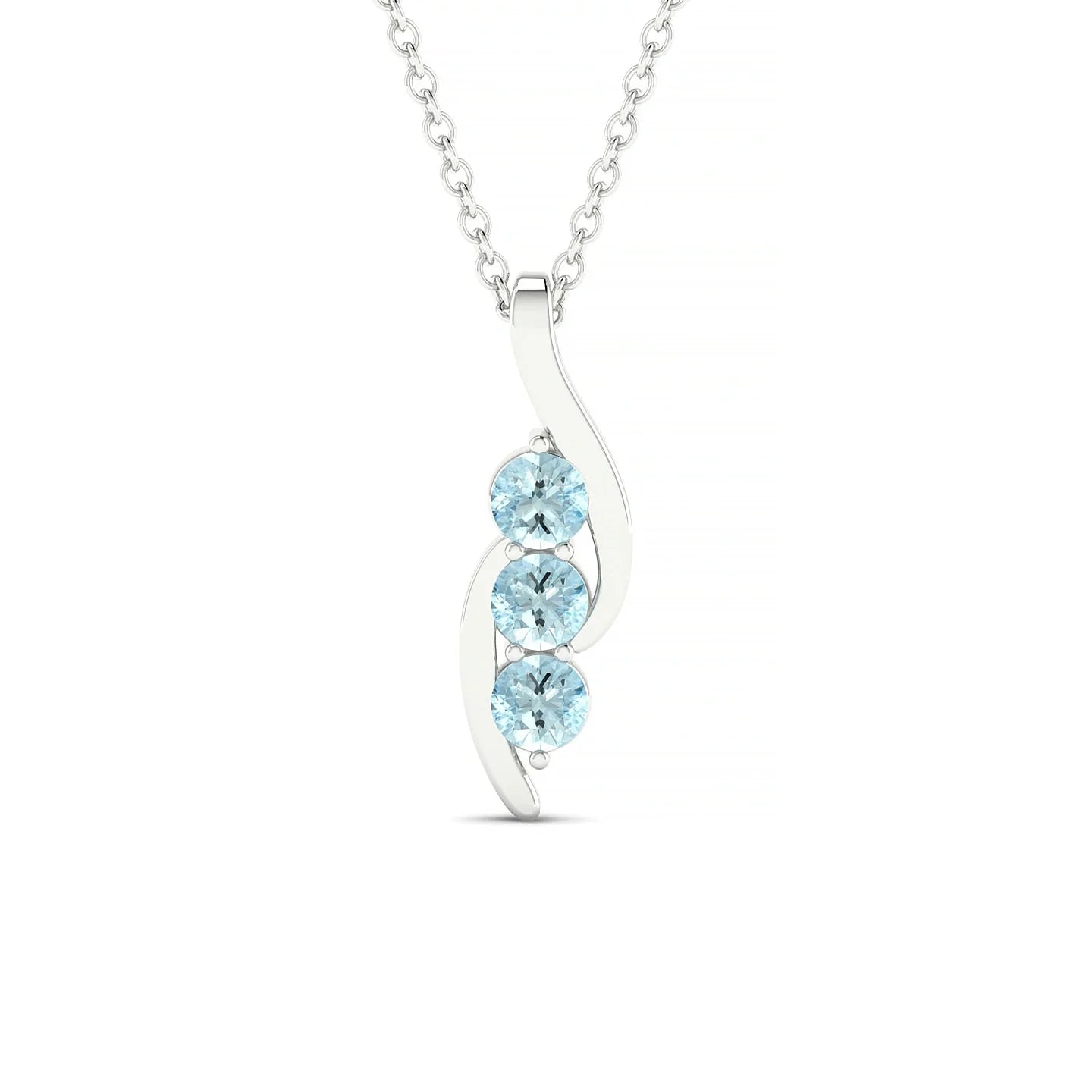 Flow | 18k White Gold 3 mm Round Aquamarine Pendant