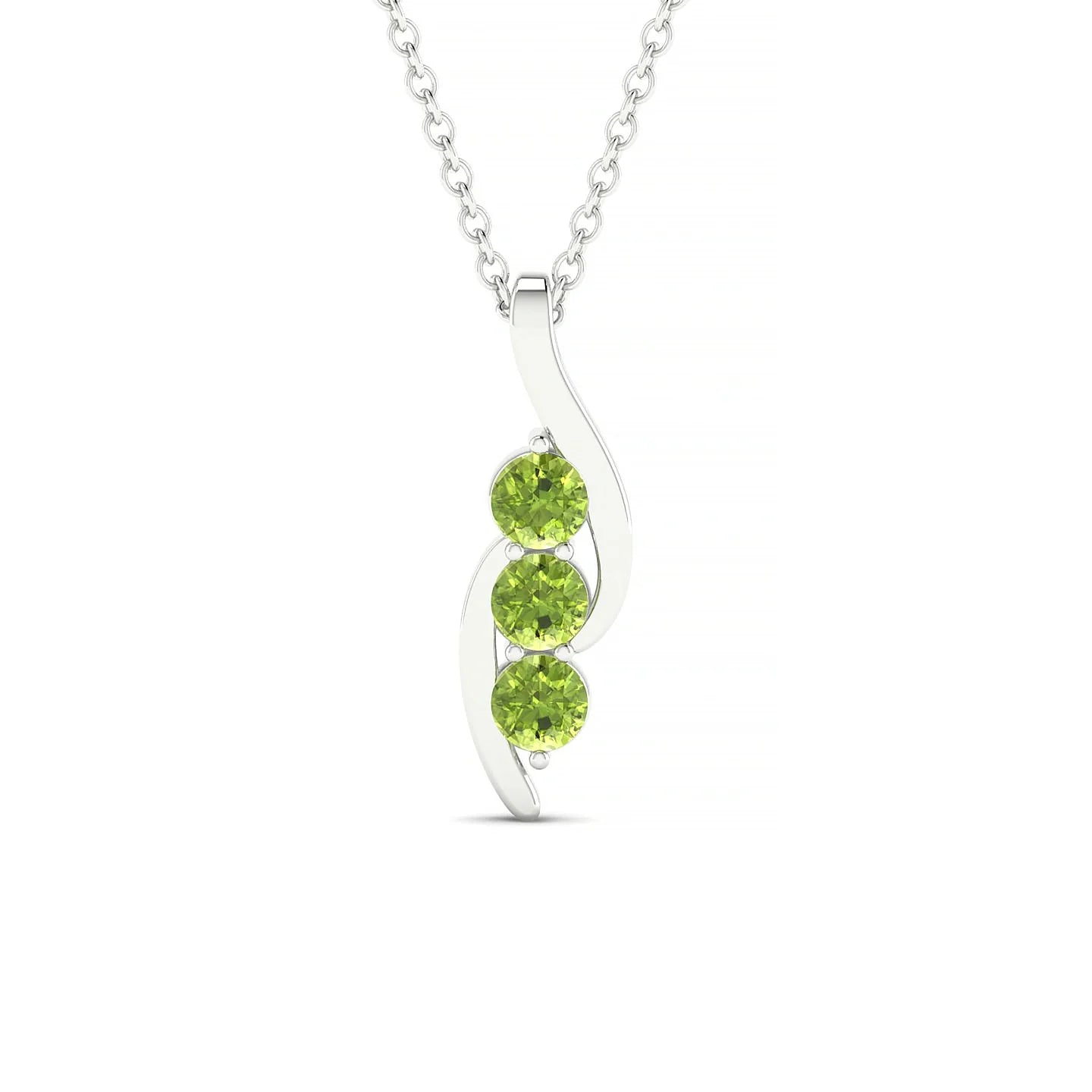 Flow | 18k White Gold 3 mm Round Peridot Pendant