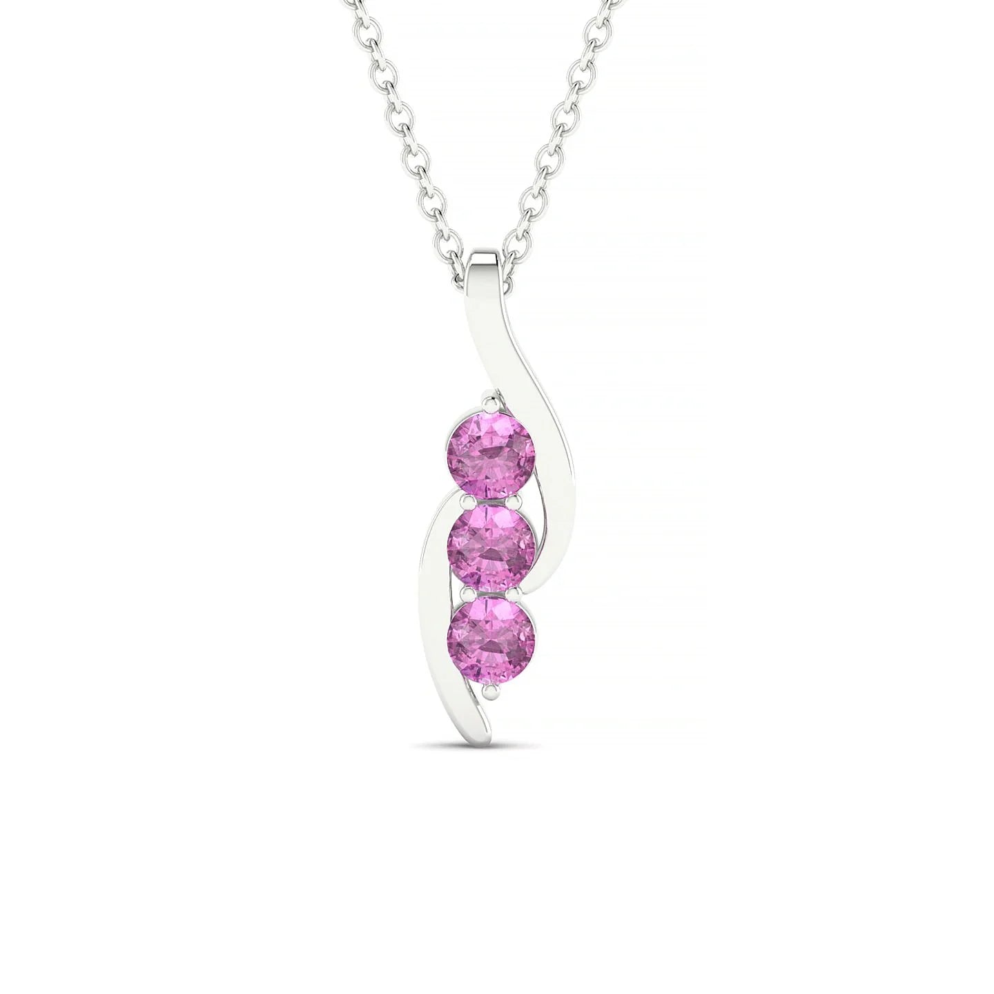 Flow | 18k White Gold 3 mm Round Pink Sapphire Pendant