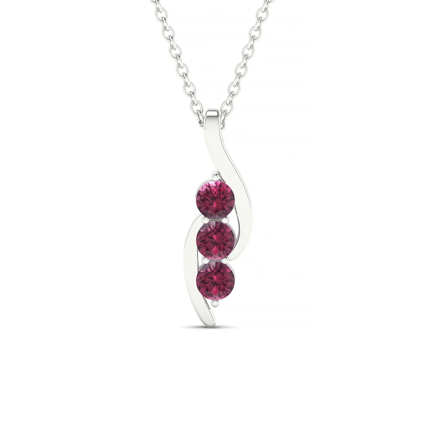 Flow | 18k White Gold 3 mm Round Rhodolite Pendant