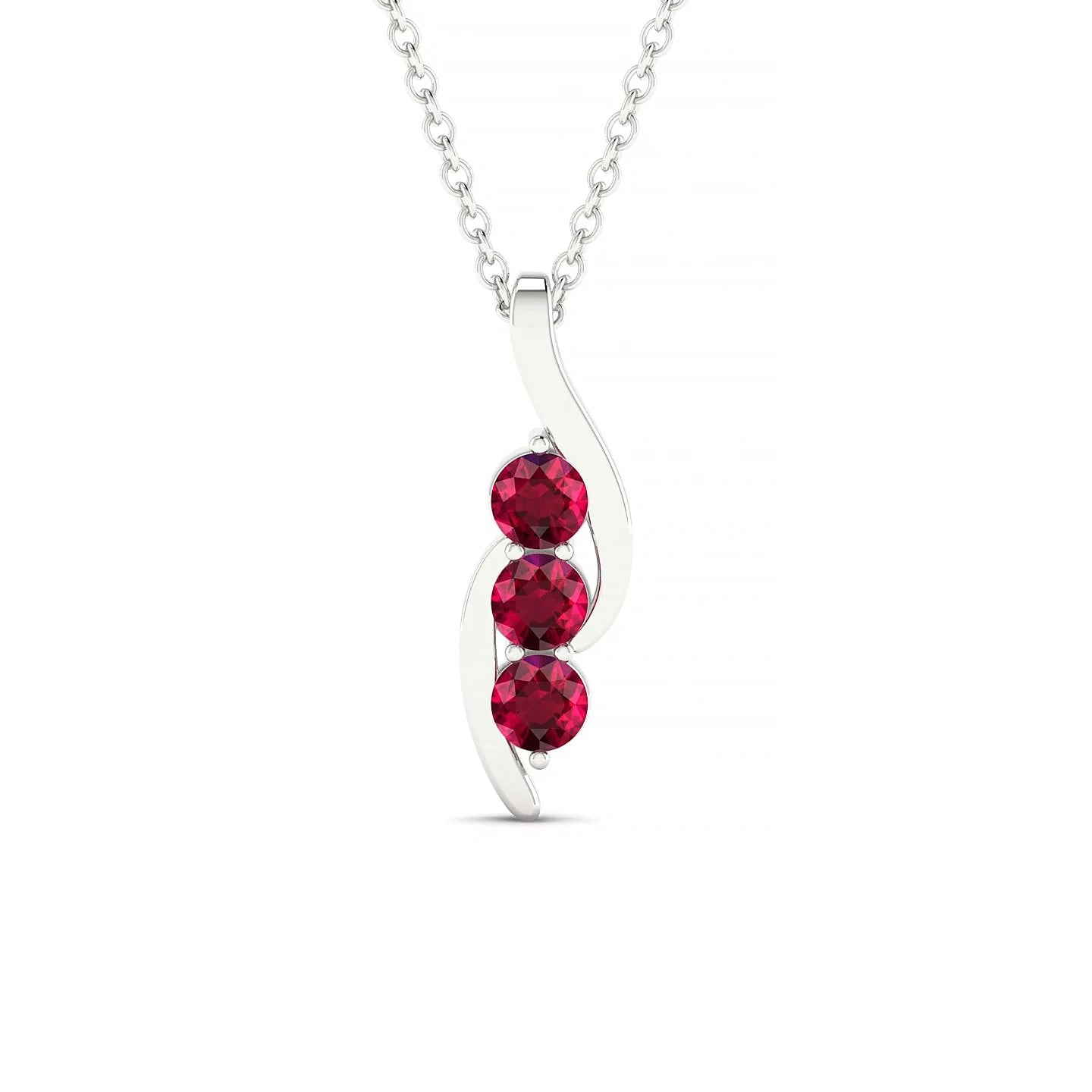 Flow | 18k White Gold 3 mm Round Ruby Pendant