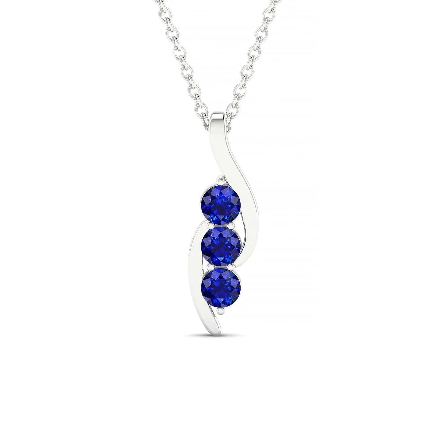 Flow | 18k White Gold 3 mm Round Sapphire Pendant
