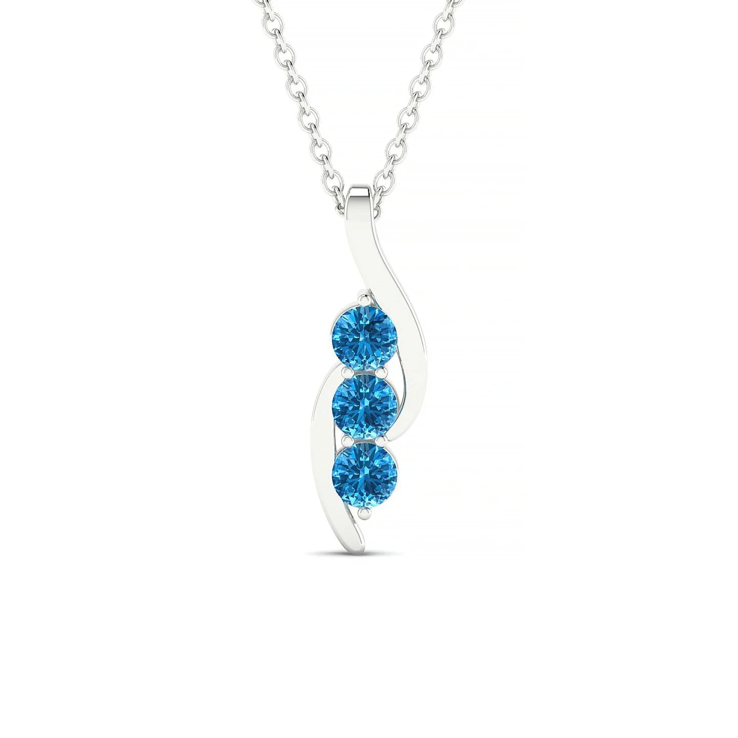 Flow | 18k White Gold 3 mm Round Topaz Pendant