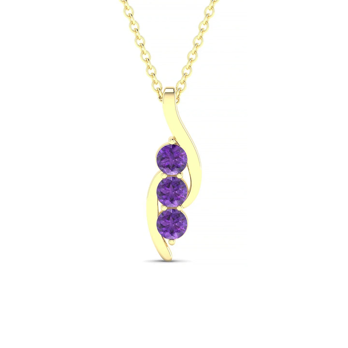 Flow | 18k Yellow Gold 3 mm Round Amethyst Pendant
