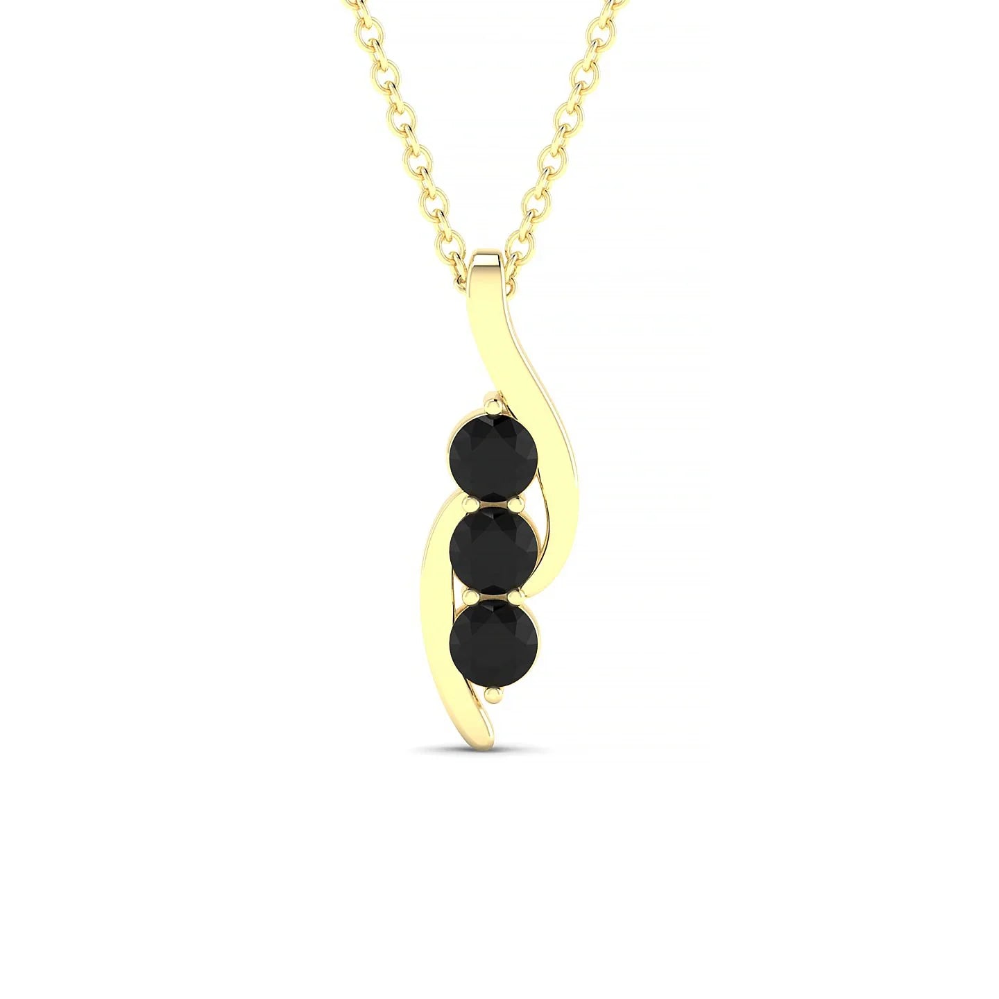 Flow | 18k Yellow Gold 3 mm Round Black Diamond Pendant