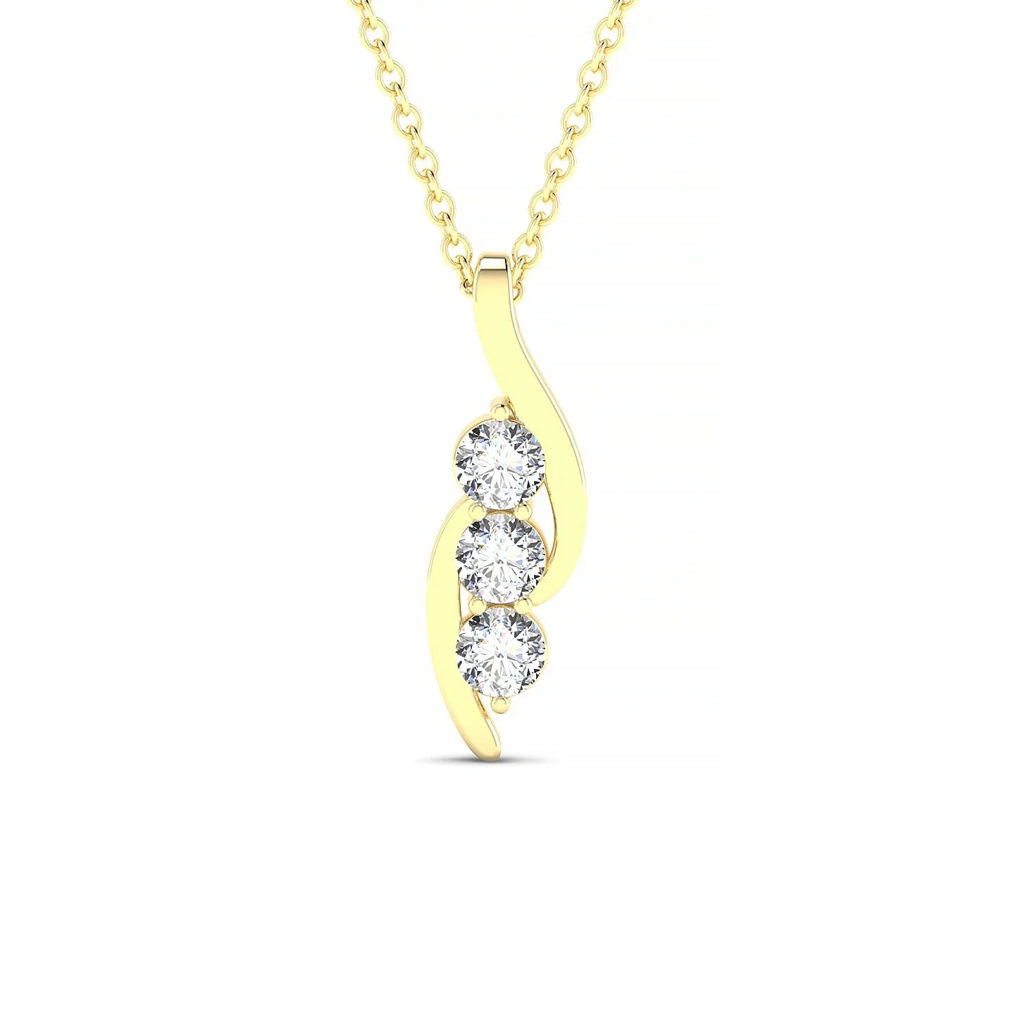 Flow | 18k Yellow Gold 3 mm Round Diamond Pendant