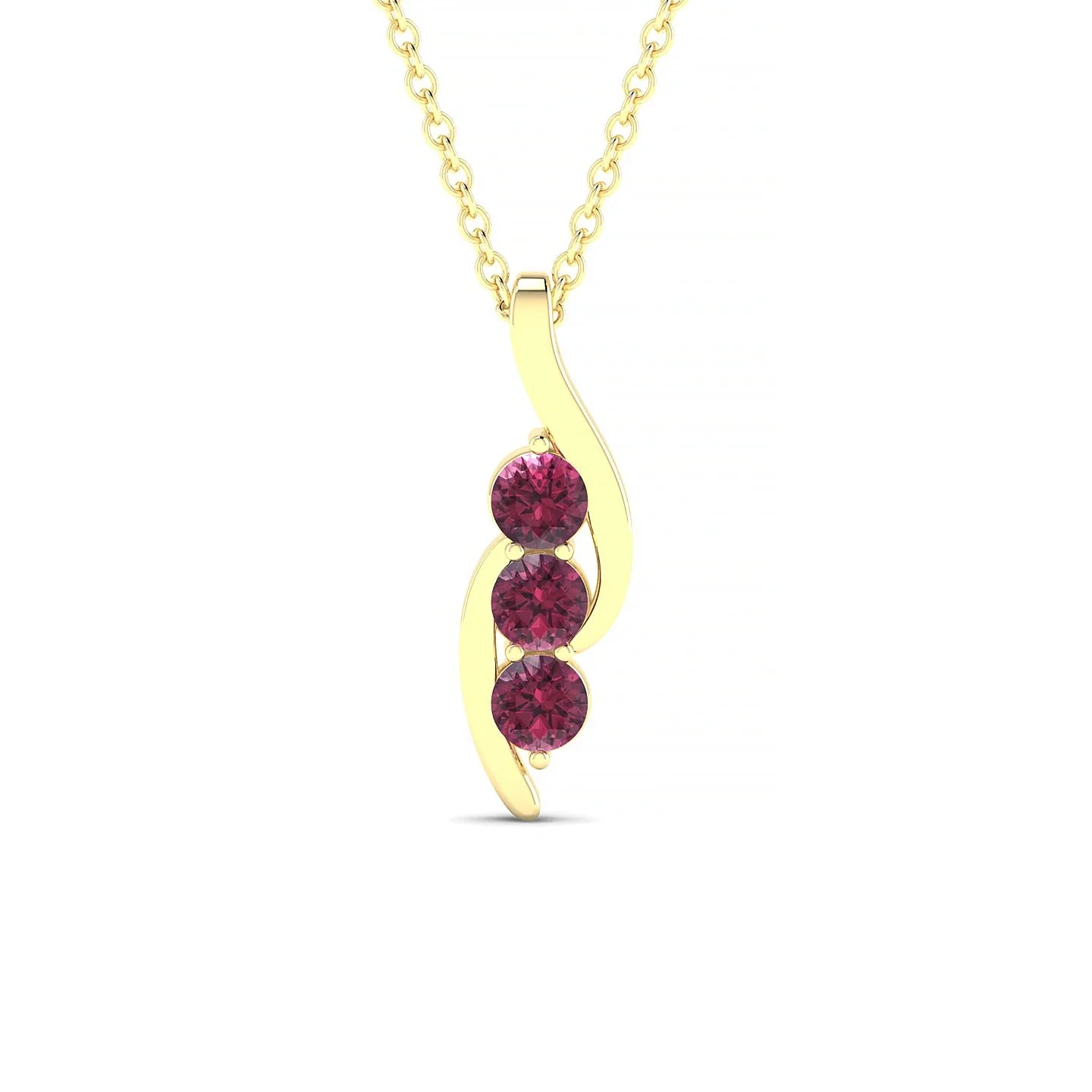 Flow | 18k Yellow Gold 3 mm Round Rhodolite Pendant