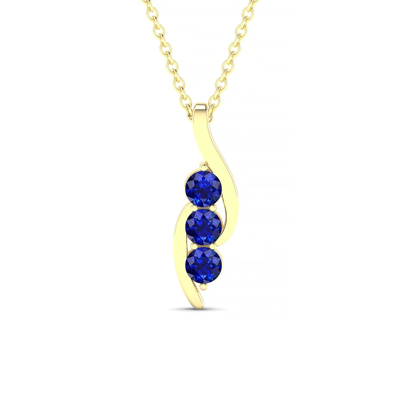 Flow | 18k Yellow Gold 3 mm Round Sapphire Pendant