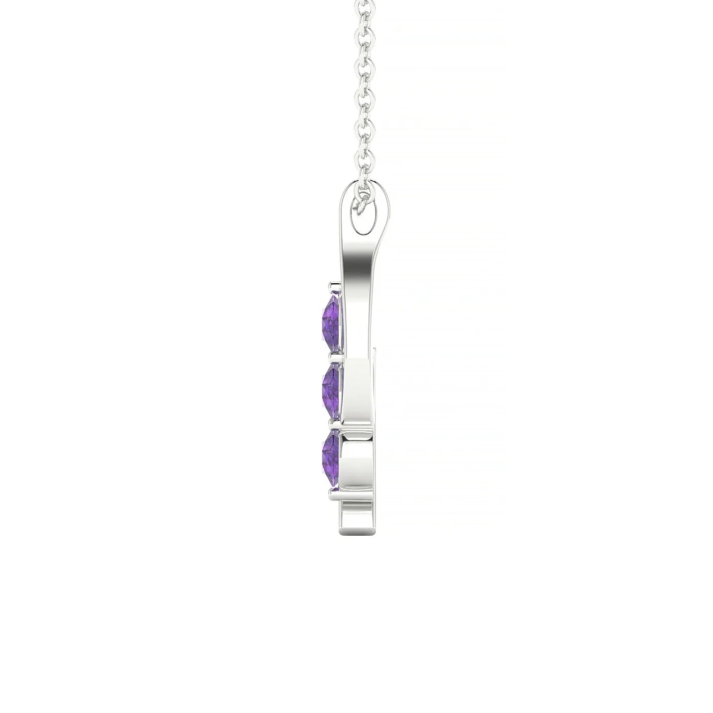 Flow | 18k White Gold 3 mm Round Amethyst Pendant