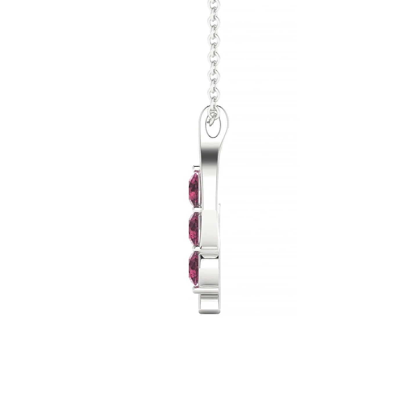 Flow | 18k White Gold 3 mm Round Rhodolite Pendant