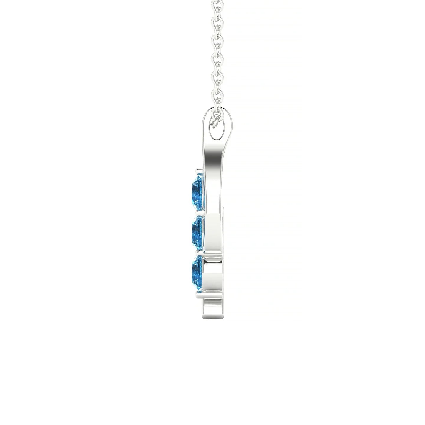 Flow | 18k White Gold 3 mm Round Topaz Pendant