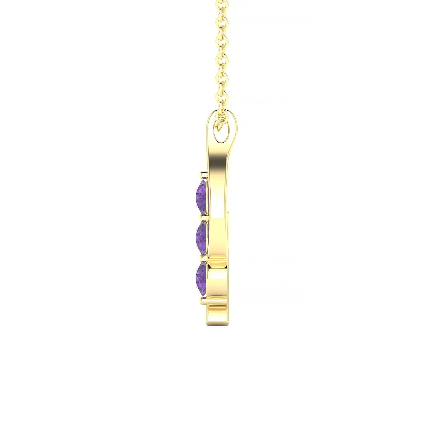 Flow | 18k Yellow Gold 3 mm Round Amethyst Pendant
