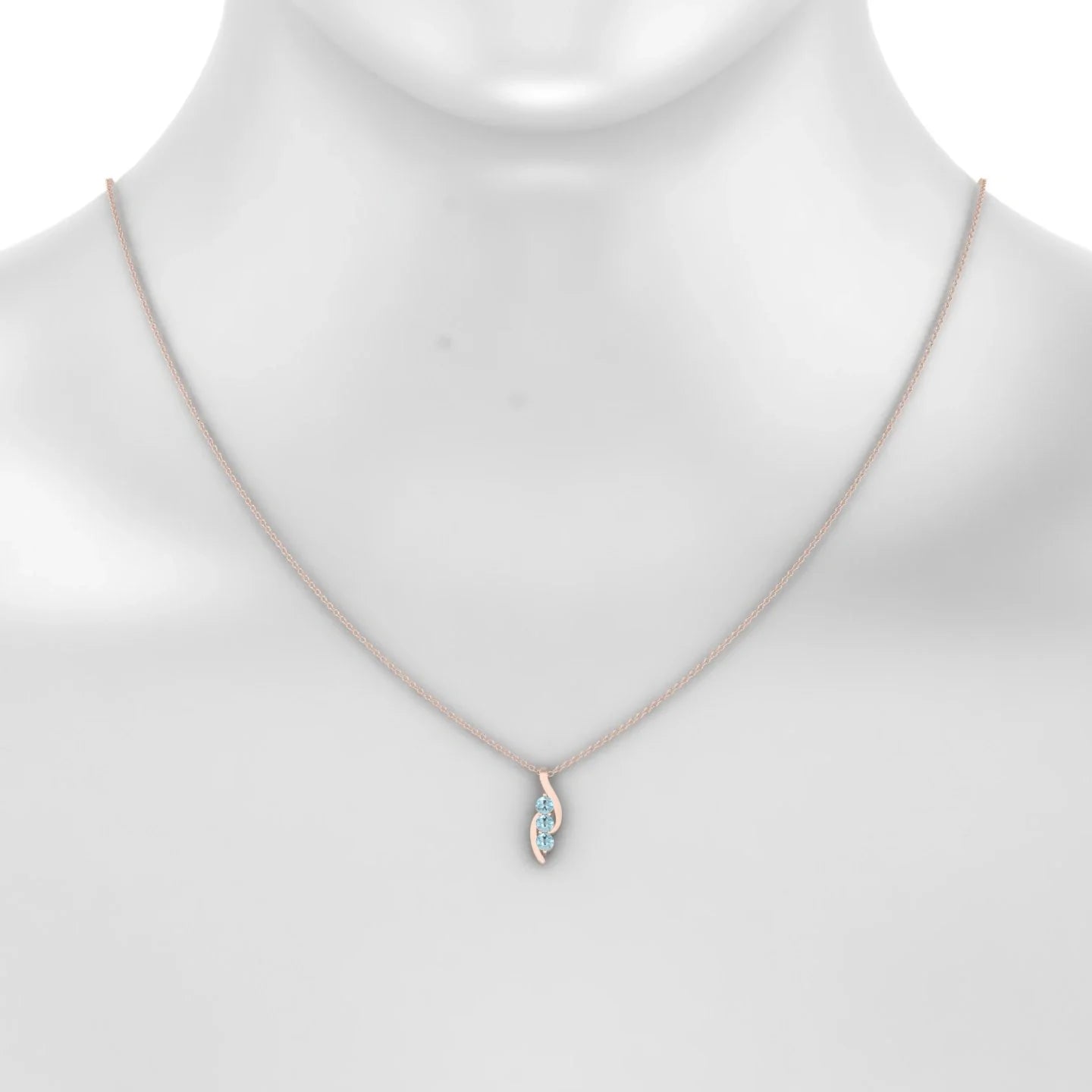 Flow | 18k Rose Gold 3 mm Round Aquamarine Pendant