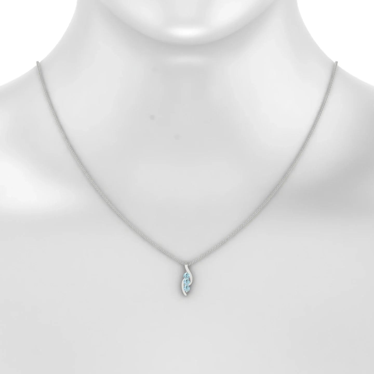 Flow | 18k White Gold 3 mm Round Aquamarine Pendant