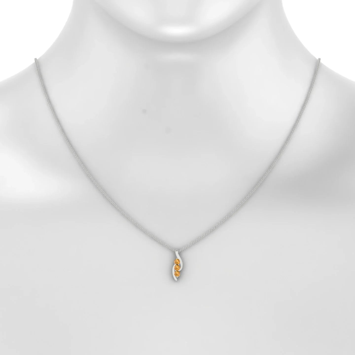 Flow | 18k White Gold 3 mm Round Citrine Pendant
