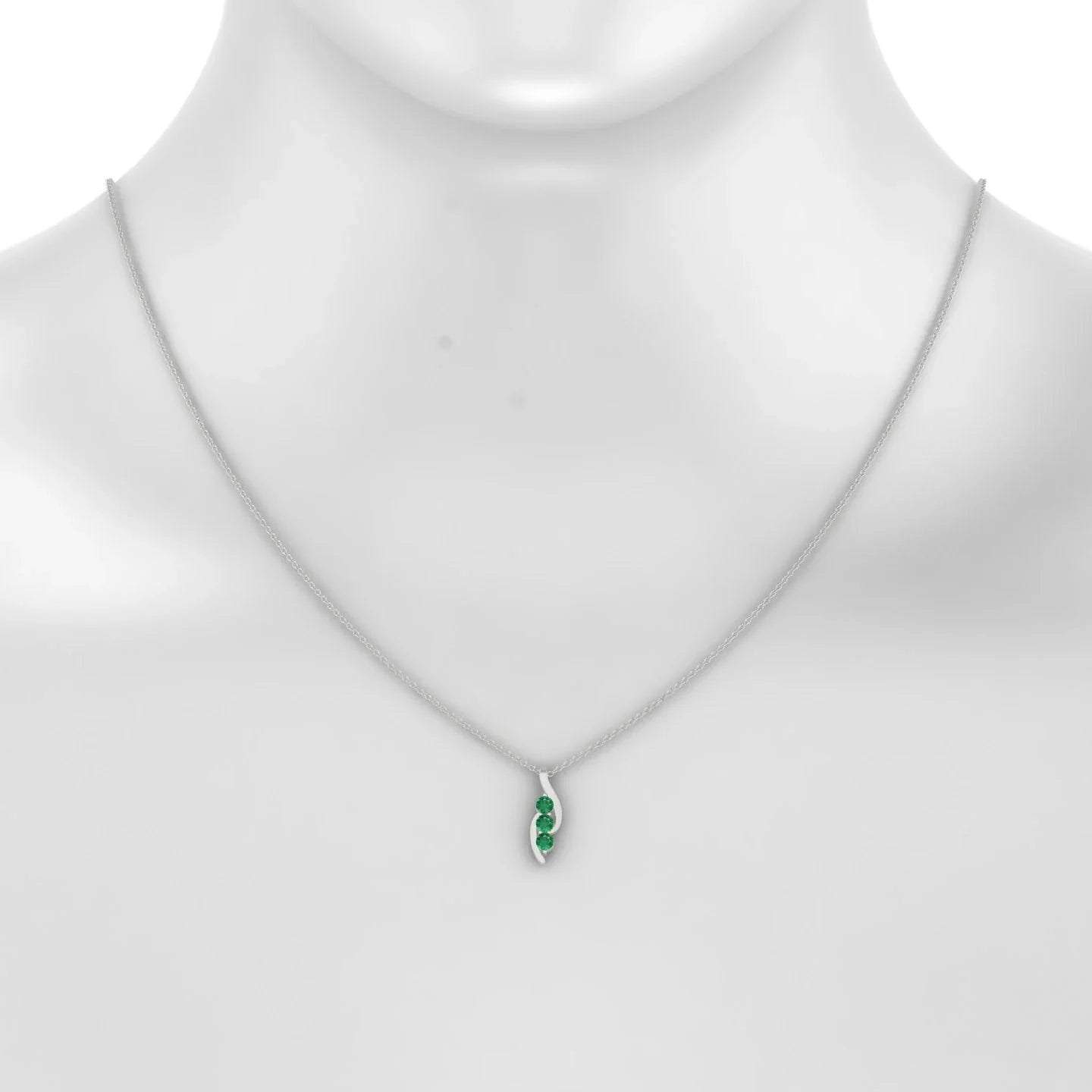 Flow | 18k White Gold 3 mm Round Emerald Pendant