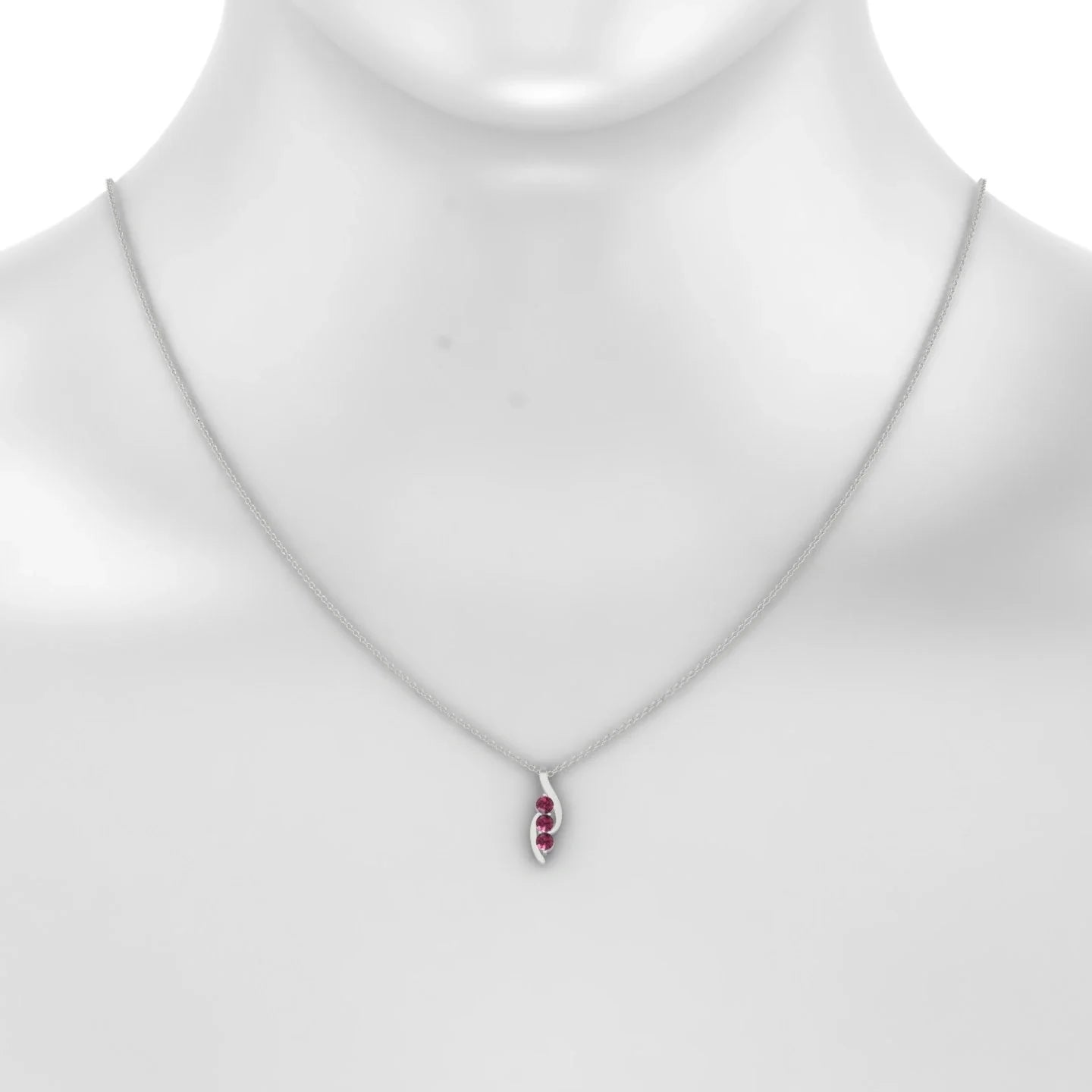 Flow | 18k White Gold 3 mm Round Rhodolite Pendant