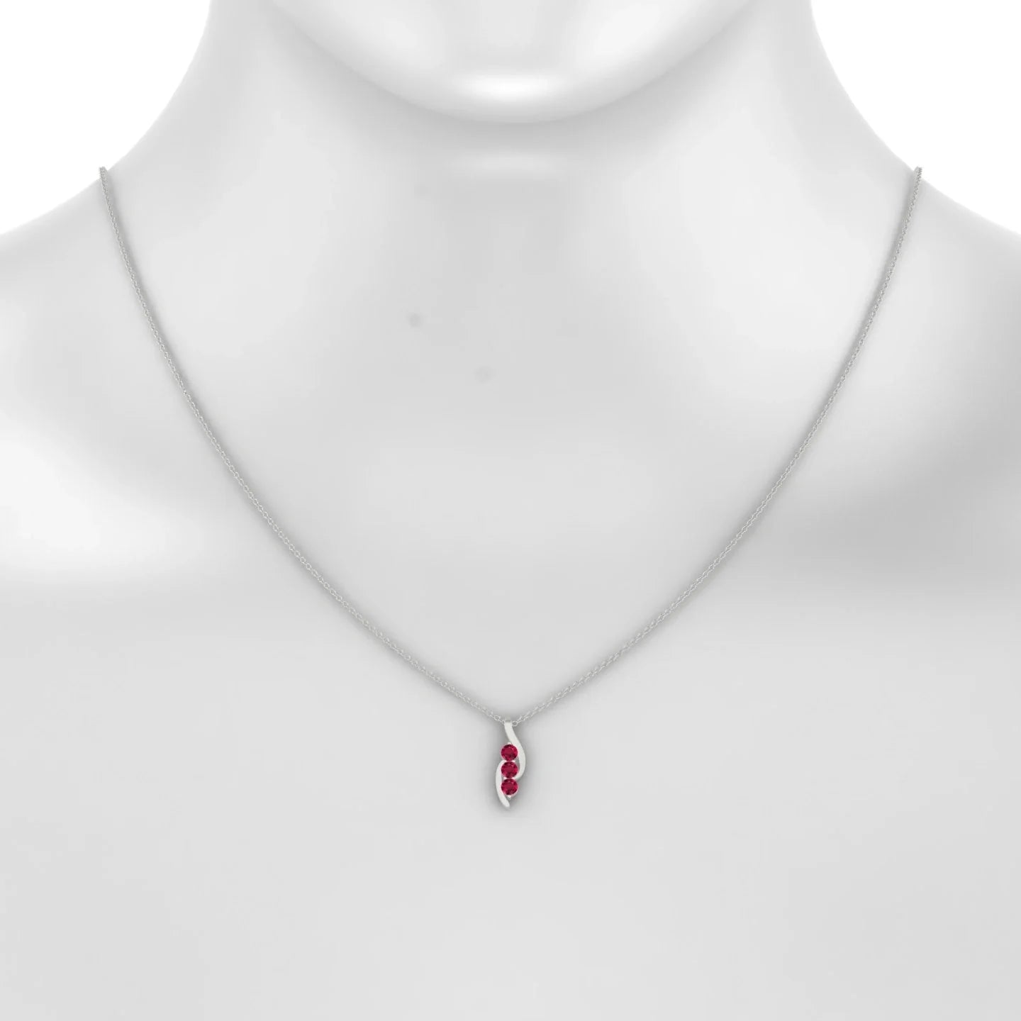 Flow | 18k White Gold 3 mm Round Ruby Pendant