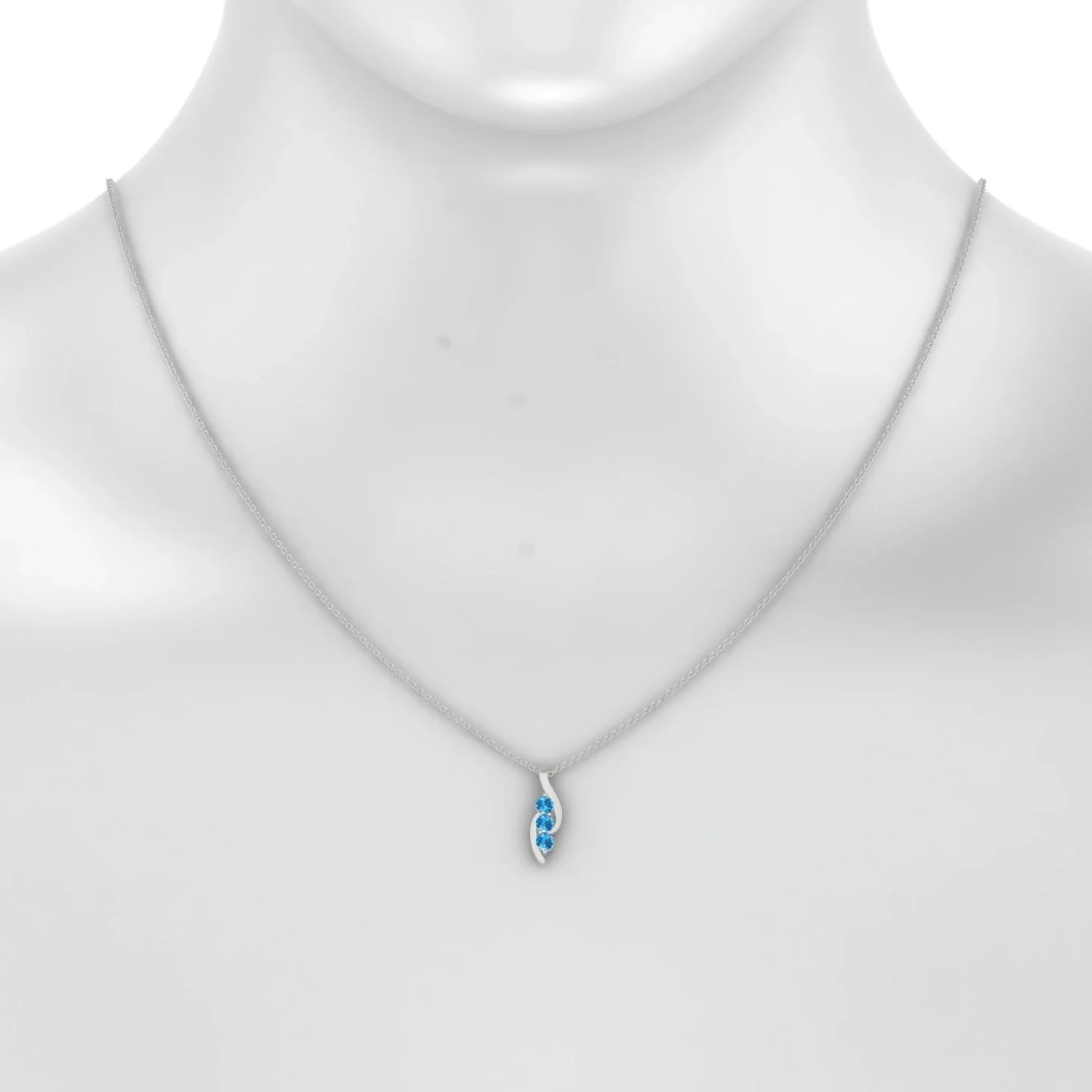 Flow | 18k White Gold 3 mm Round Topaz Pendant
