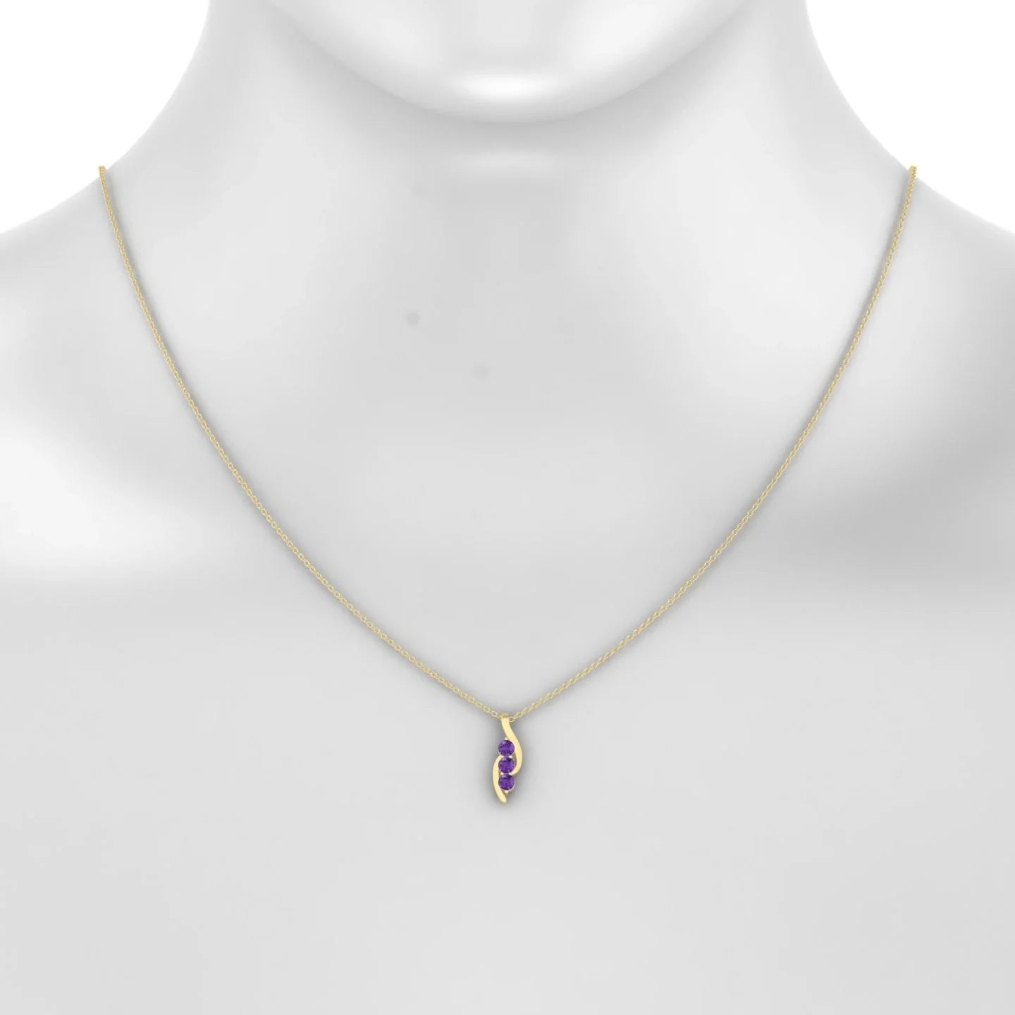 Flow | 18k Yellow Gold 3 mm Round Amethyst Pendant