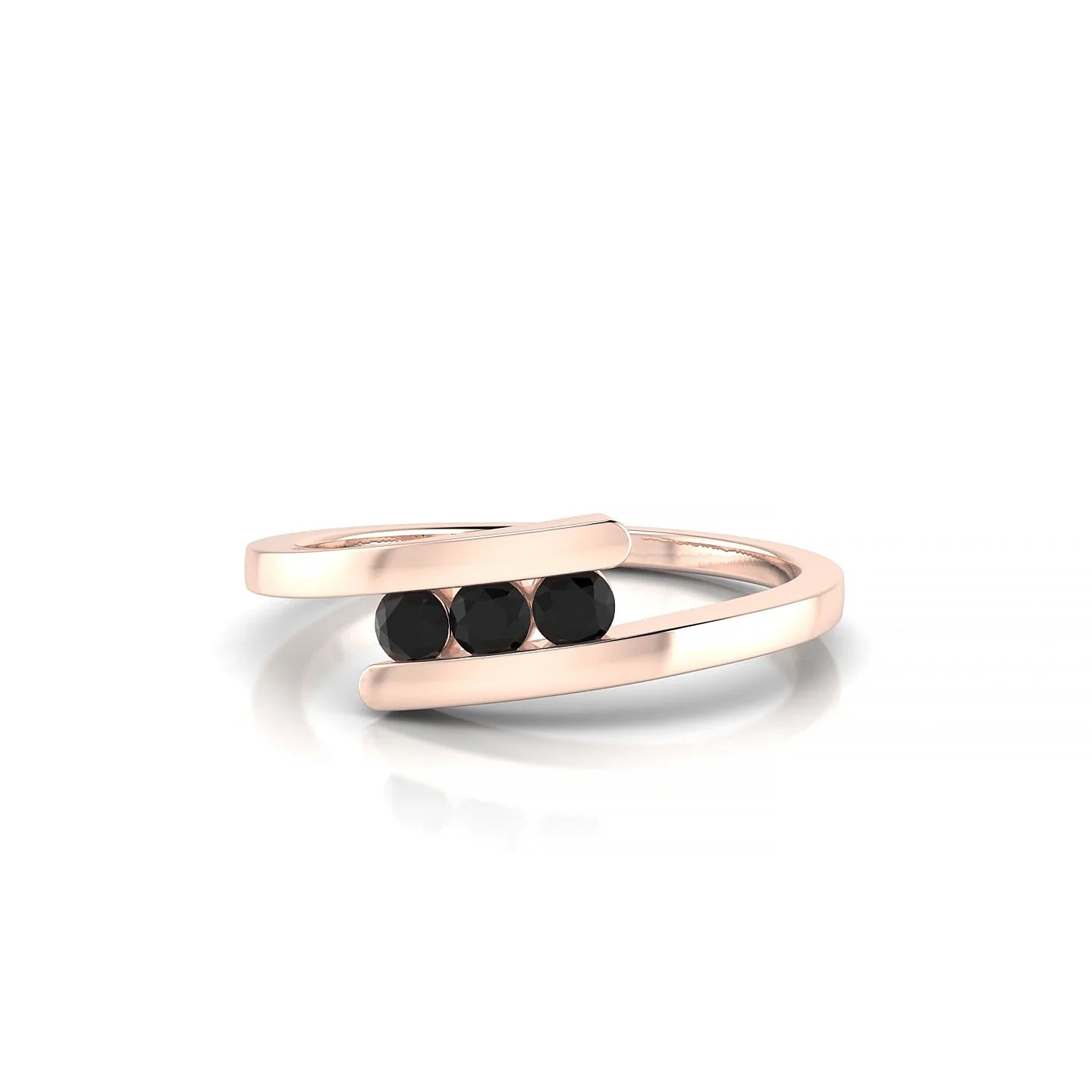 Flow | 18k Rose Gold 2.5 mm Round Black Diamond Ring
