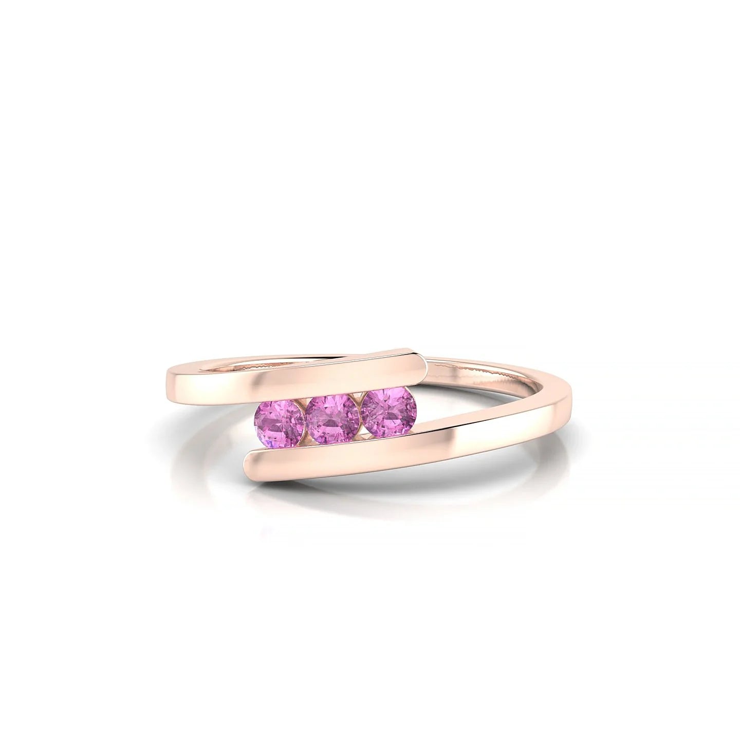 Flow | 18k Rose Gold 2.5 mm Round Pink Sapphire Ring