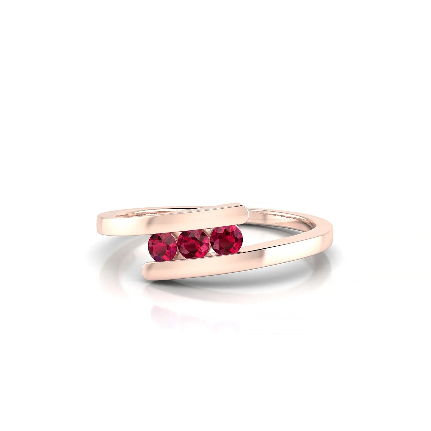Flow | 18k Rose Gold 2.5 mm Round Ruby Ring