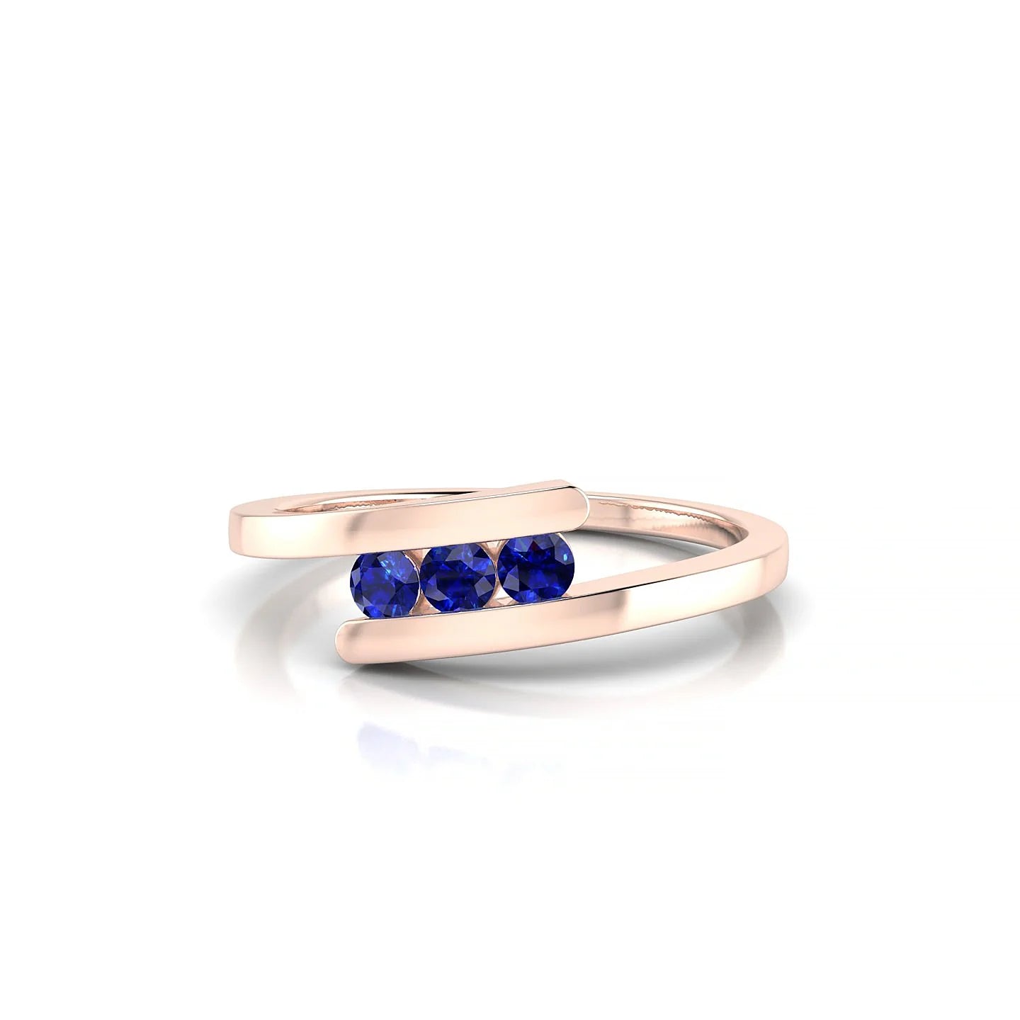 Flow | 18k Rose Gold 2.5 mm Round Sapphire Ring
