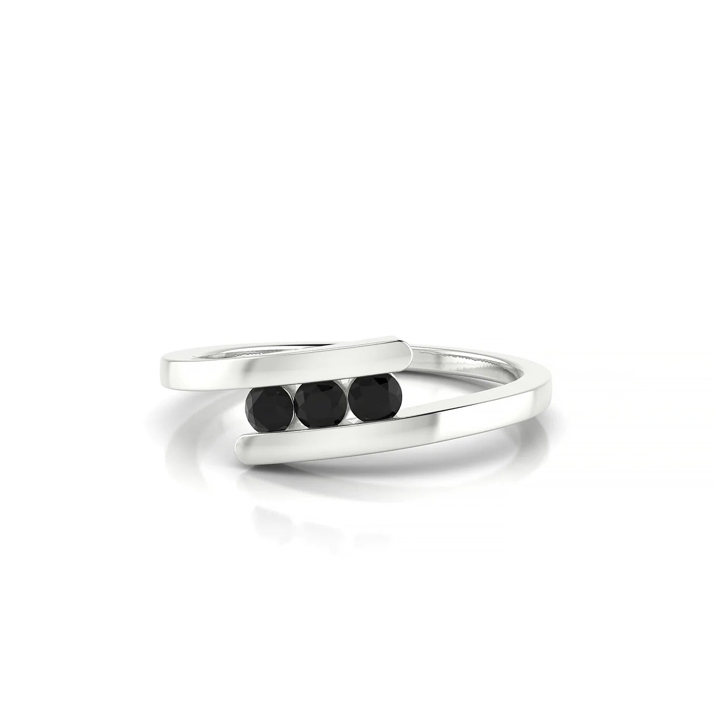 Flow | 18k White Gold 2.5 mm Round Black Diamond Ring