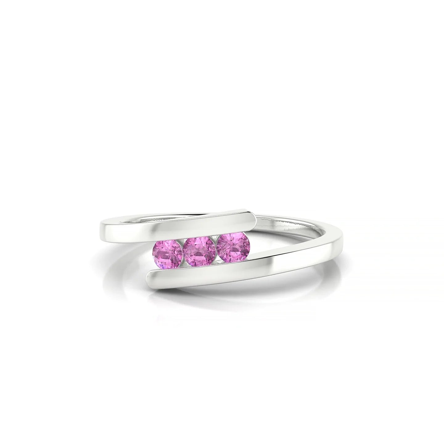 Flow | 18k White Gold 2.5 mm Round Pink Sapphire Ring