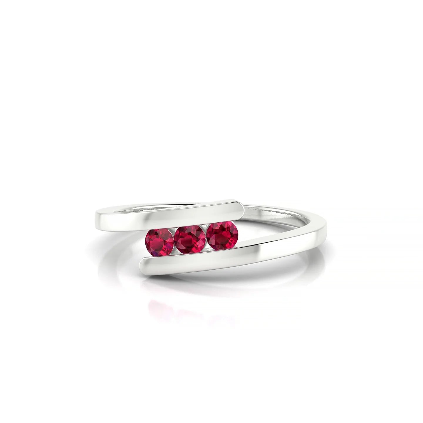 Flow | 18k White Gold 2.5 mm Round Ruby Ring