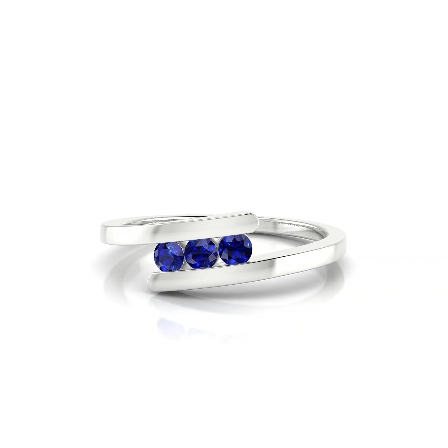 Flow | 18k White Gold 2.5 mm Round Sapphire Ring
