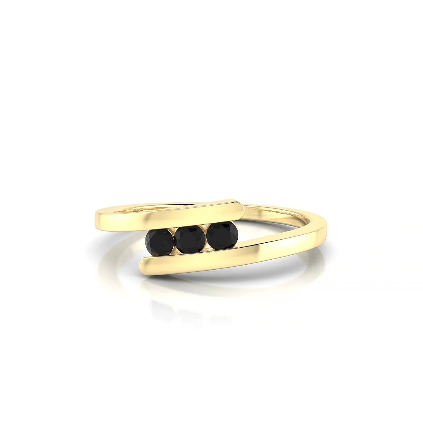 Flow | 18k Yellow Gold 2.5 mm Round Black Diamond Ring