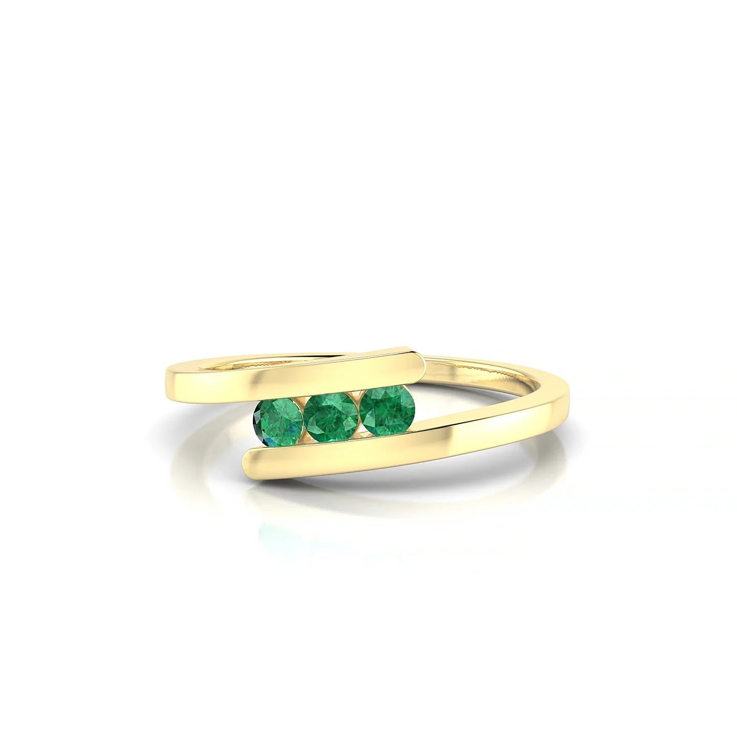 Flow | 18k Yellow Gold 2.5 mm Round Emerald Ring